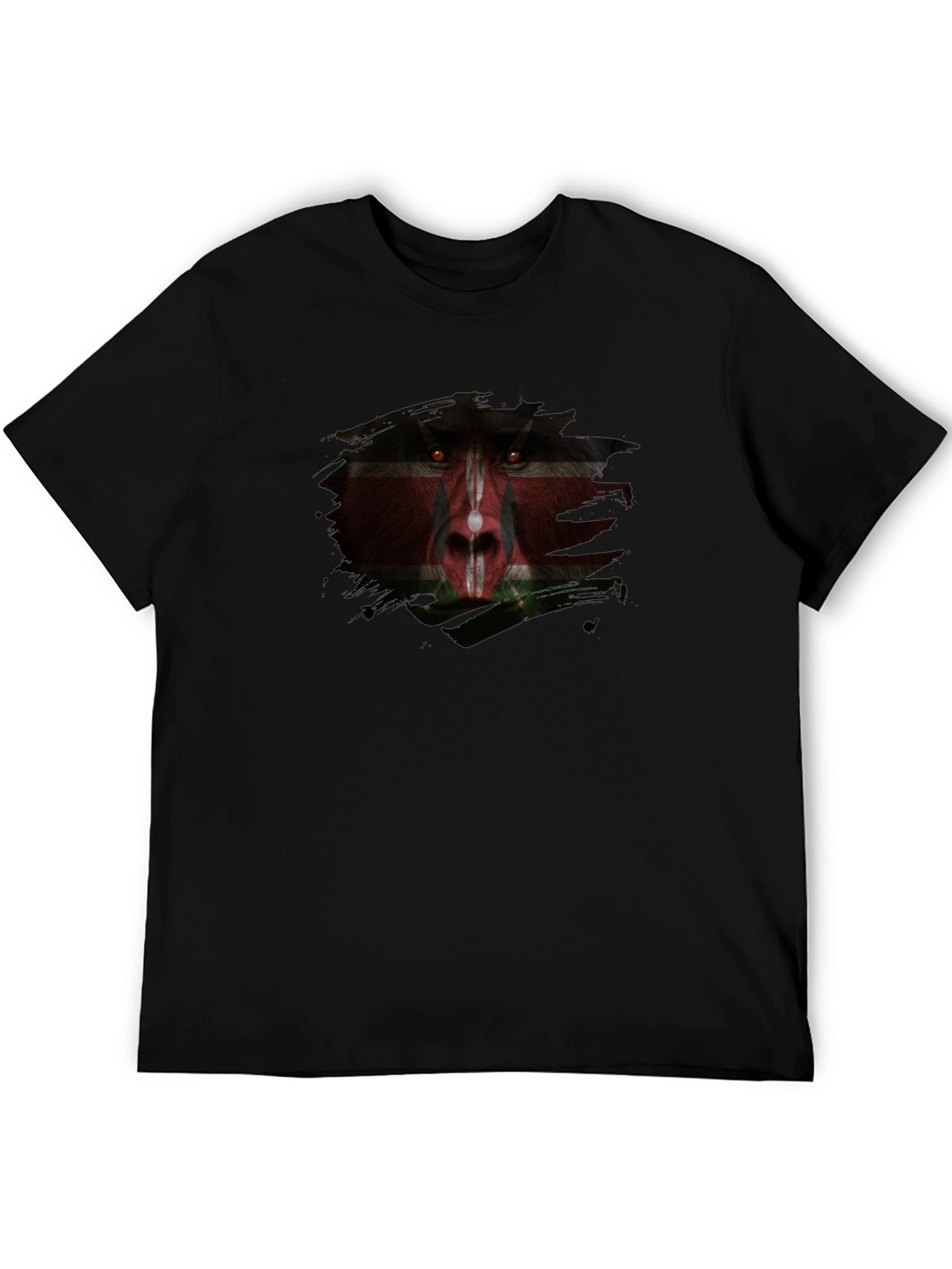 Kenyan Flag Baboon Face Graphic T-Shirt