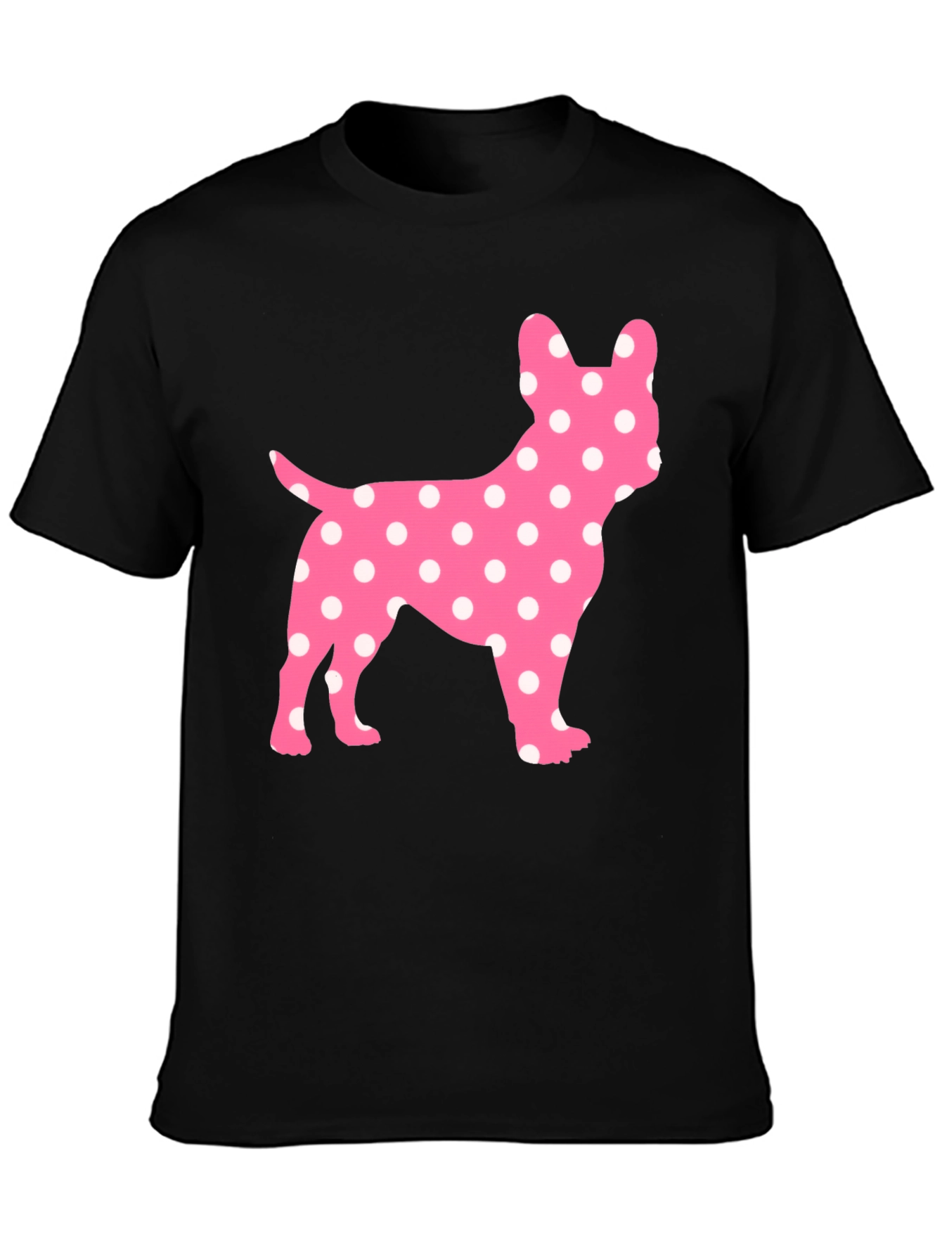 Polka Dot French Bulldog Graphic Tee - Black