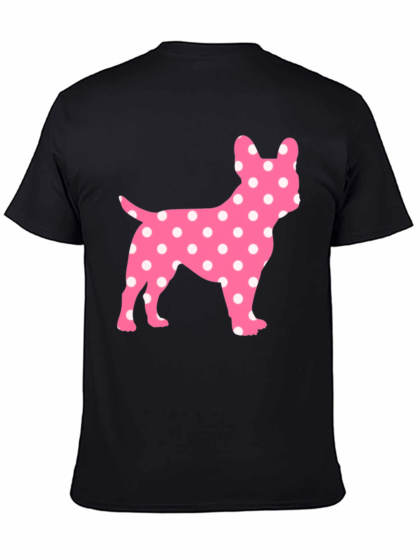 Polka Dot French Bulldog Graphic Tee - Black
