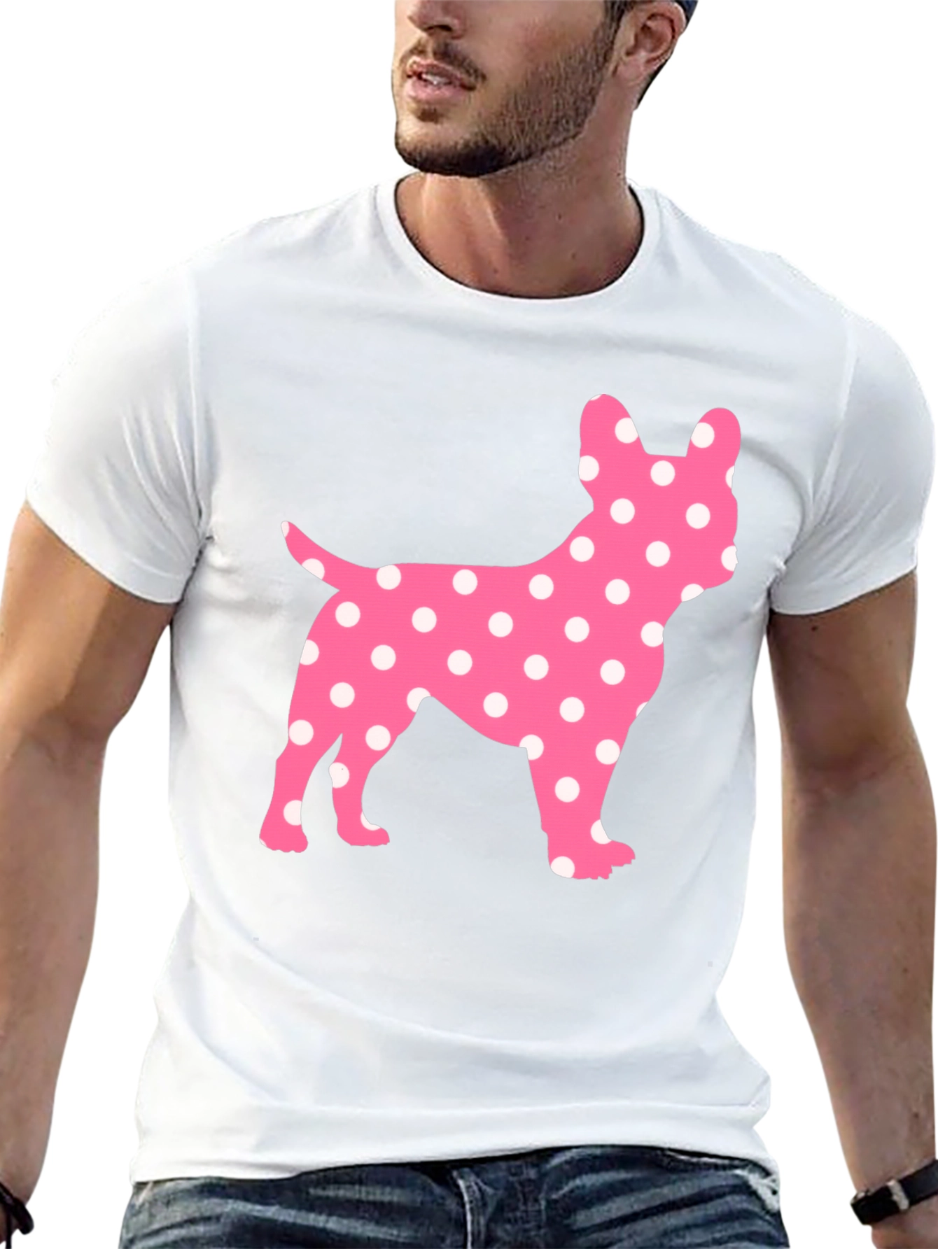 Polka Dot French Bulldog Graphic Tee - Black