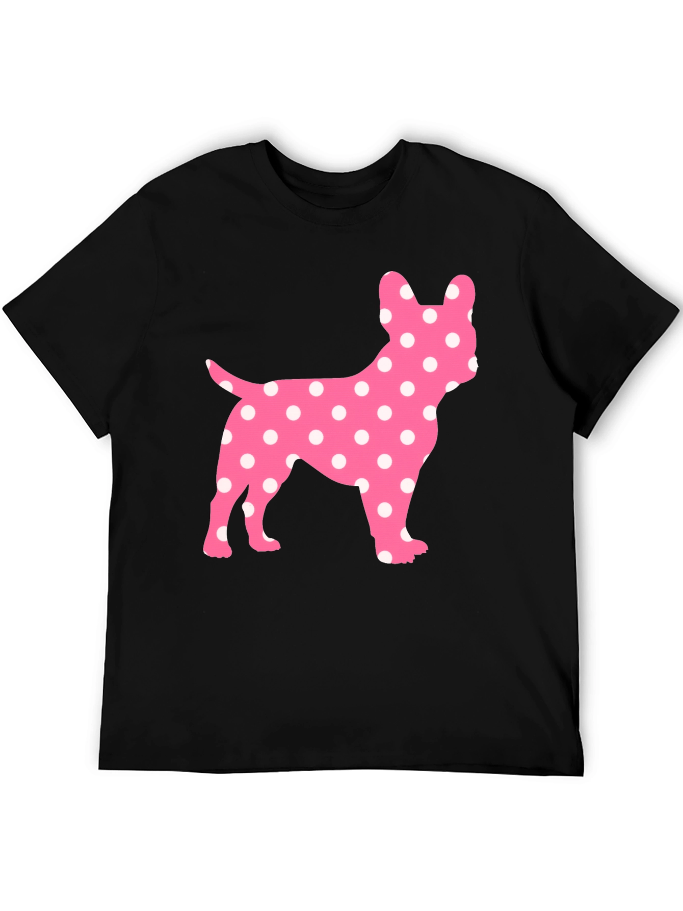Polka Dot French Bulldog Graphic Tee - Black