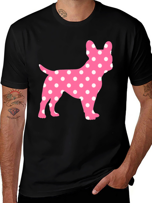 Polka Dot French Bulldog Graphic Tee - Black