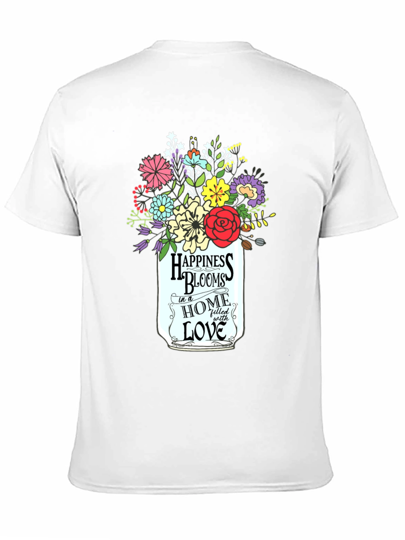 Happiness Blooms Graphic Tee - Floral Mason Jar