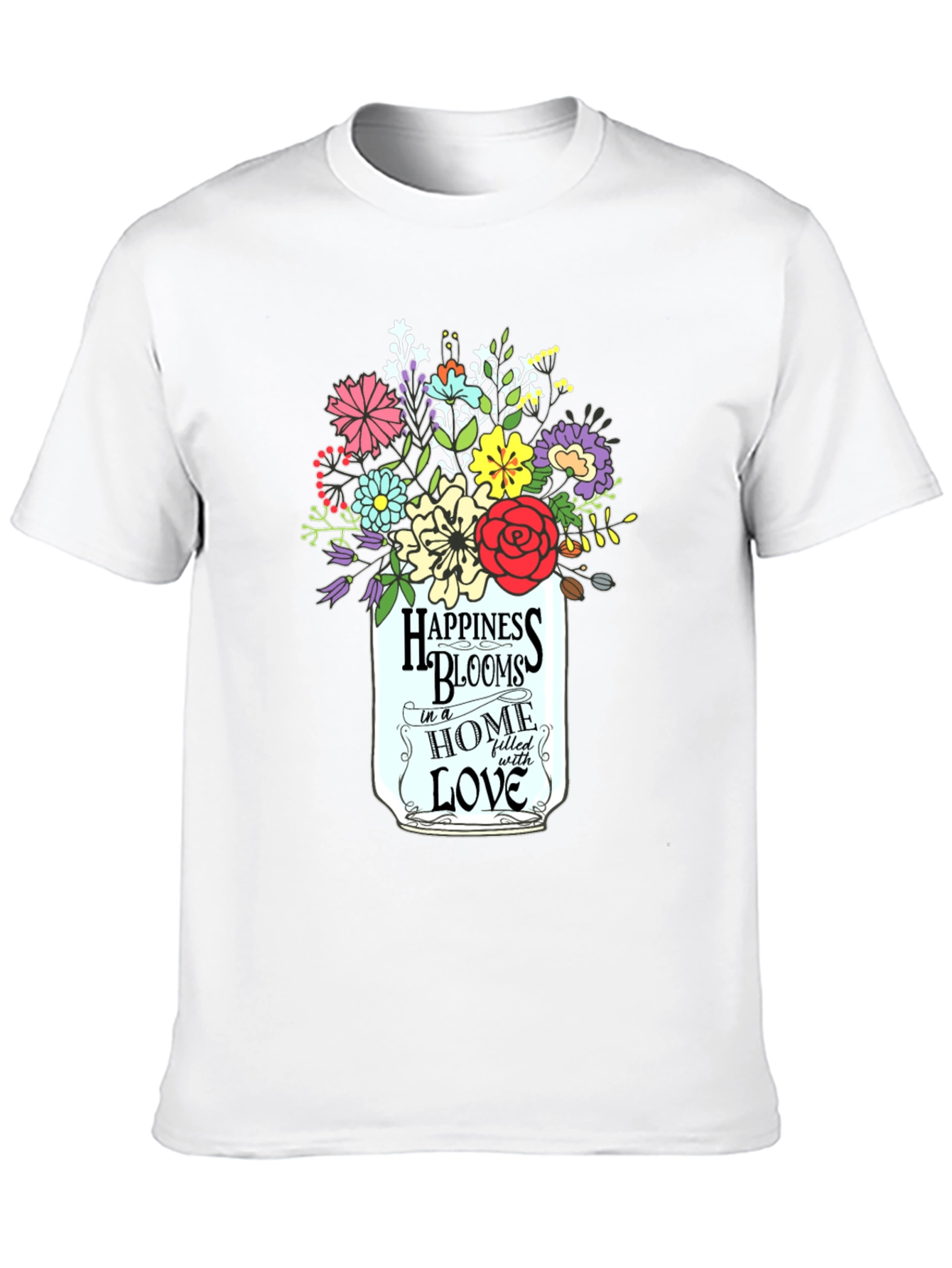 Happiness Blooms Graphic Tee - Floral Mason Jar