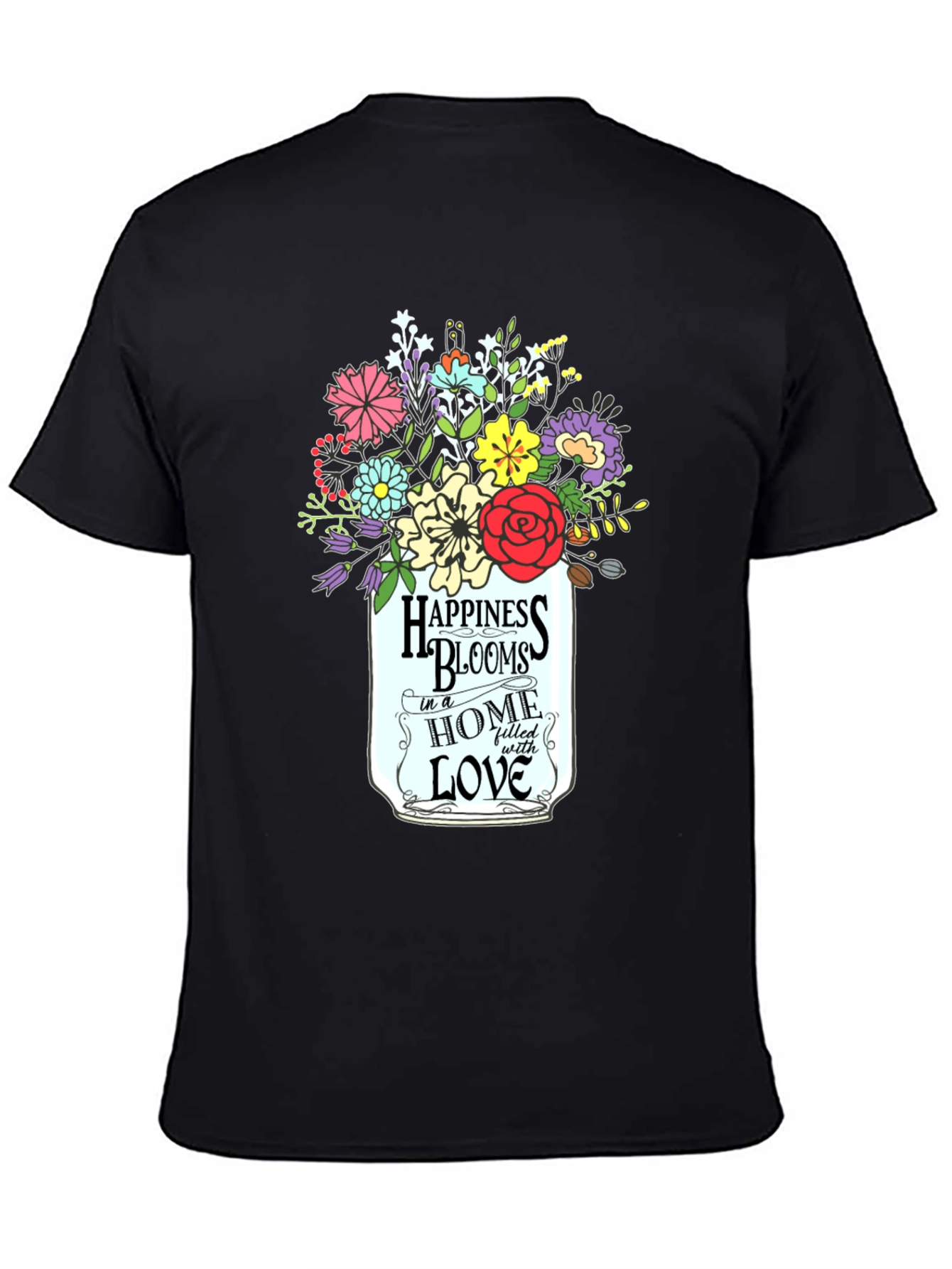 Happiness Blooms Graphic Tee - Floral Mason Jar