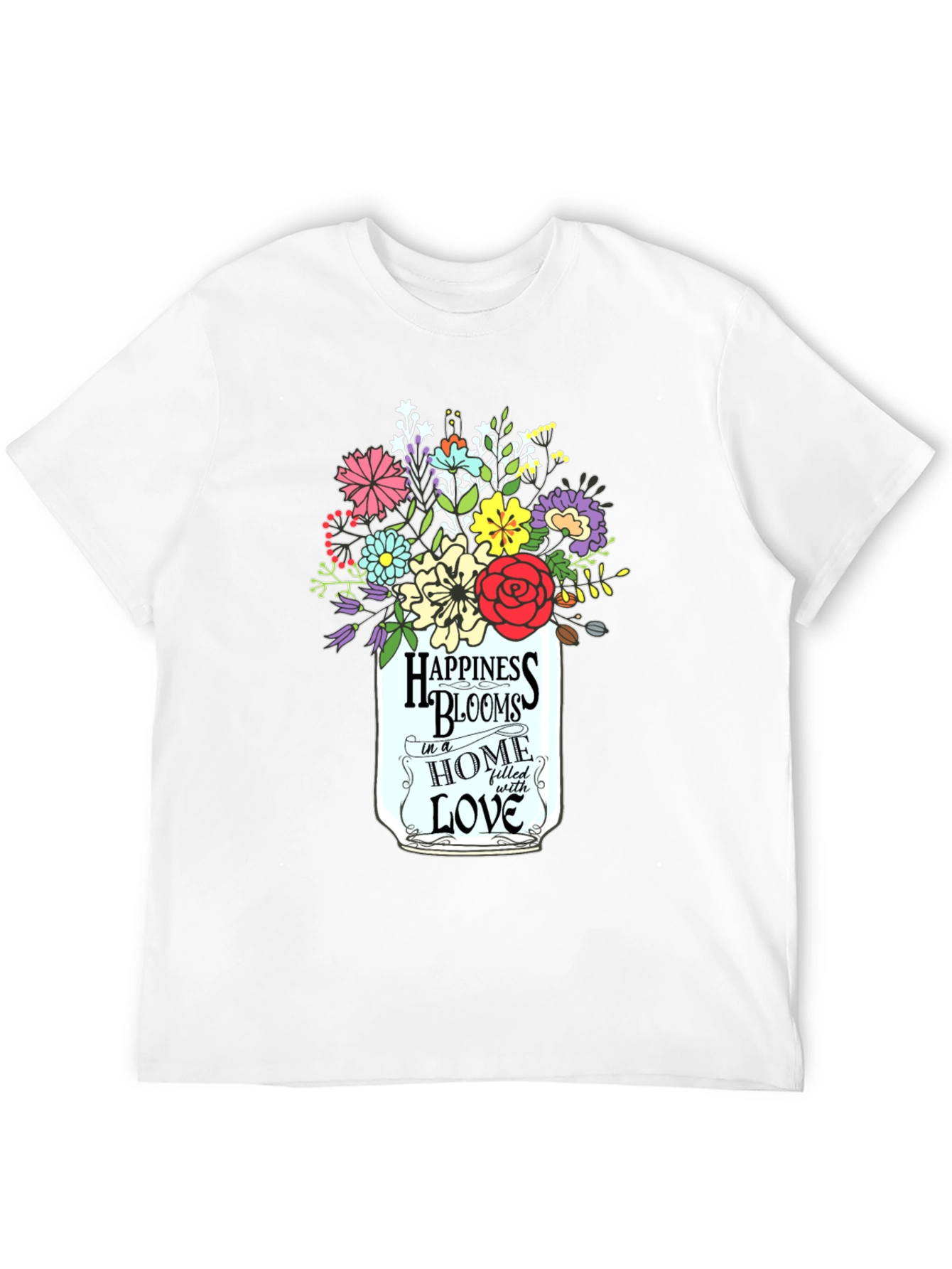 Happiness Blooms Graphic Tee - Floral Mason Jar