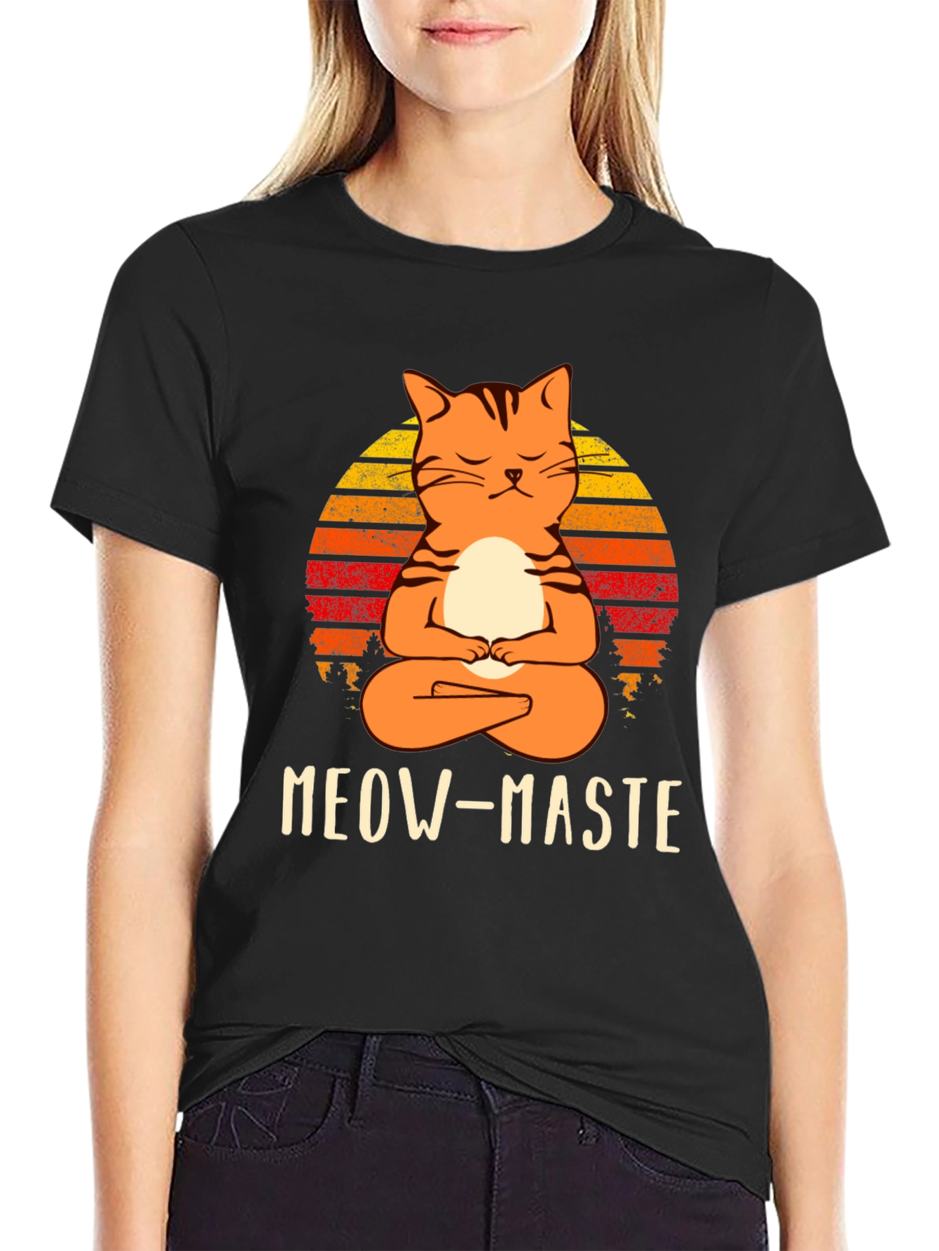 Meow-Maste Yoga Cat Graphic T-Shirt