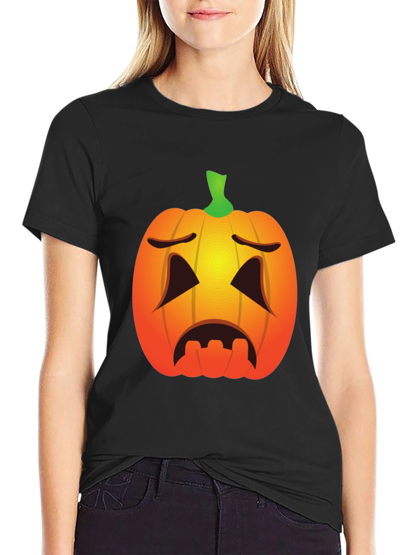 Sad Pumpkin Face Halloween T-Shirt
