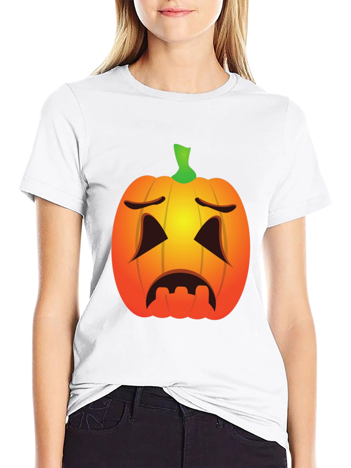 Sad Pumpkin Face Halloween T-Shirt