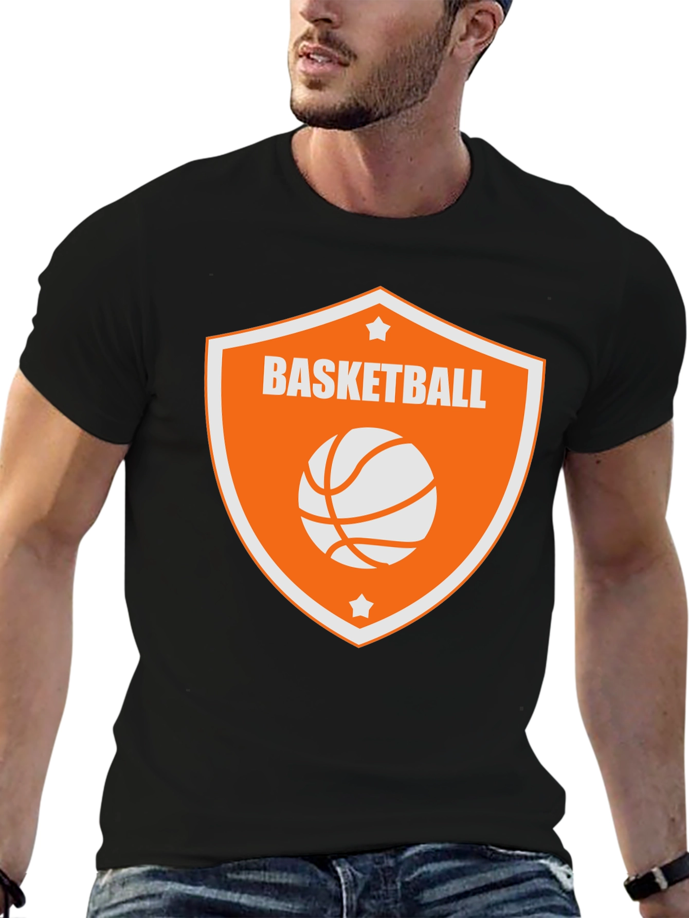 Basketball Graphic Tee - Black Cotton Shirt