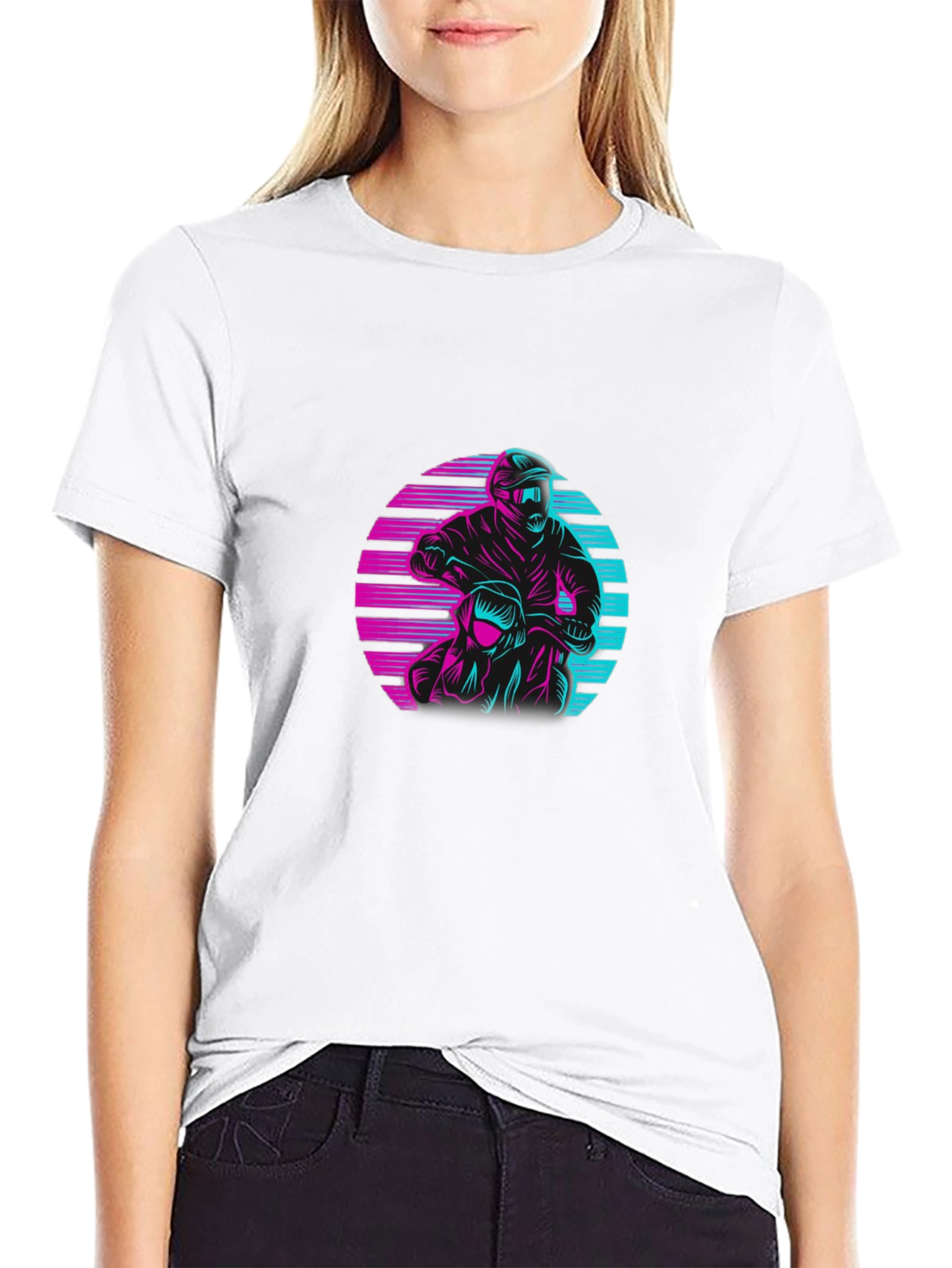 Retro Biker Graphic Tee - Black