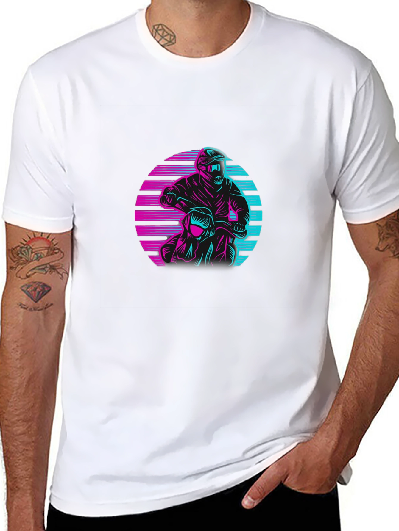 Retro Biker Graphic Tee - Black