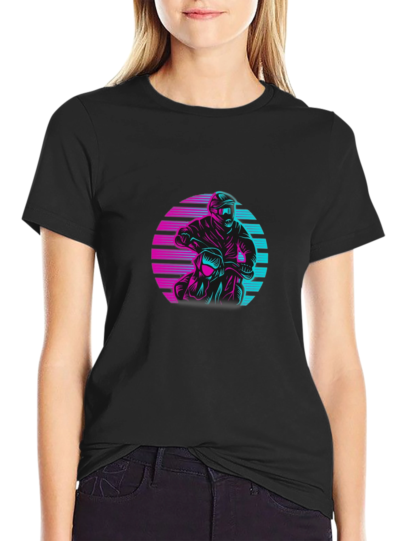 Retro Biker Graphic Tee - Black