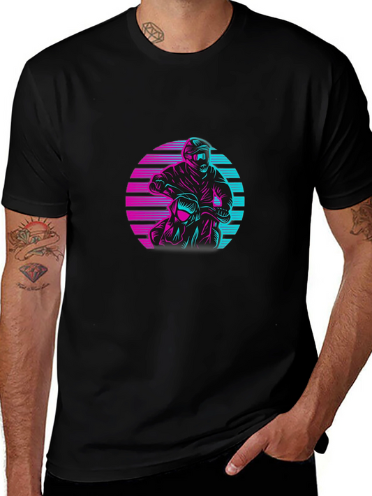Retro Biker Graphic Tee - Black