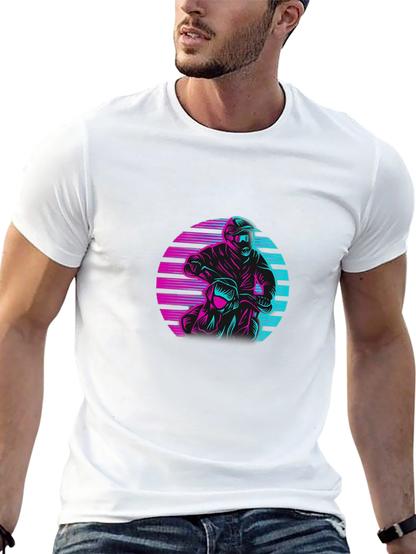 Retro Biker Graphic Tee - Black