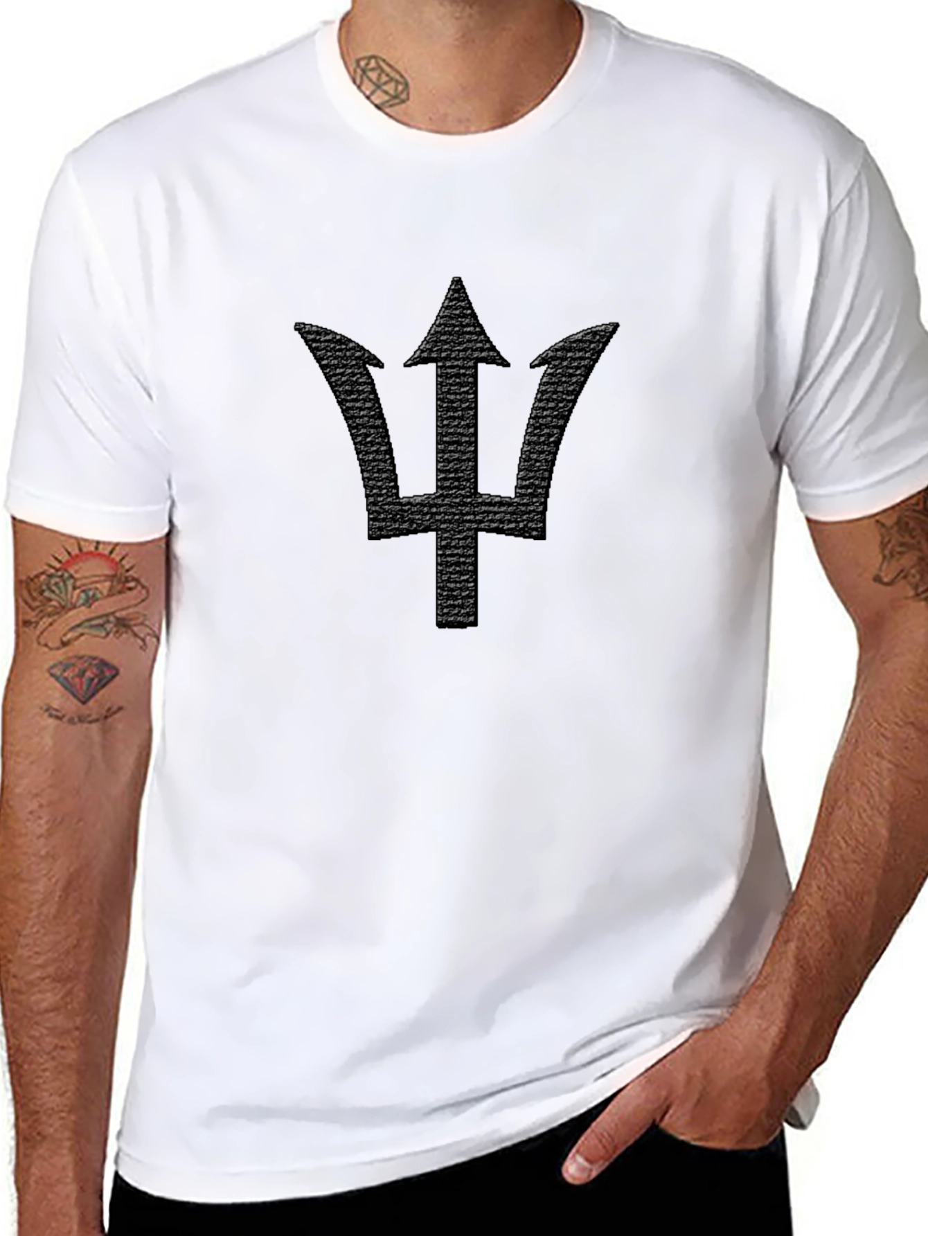 Black Trident Graphic Tee - Barbados Symbol