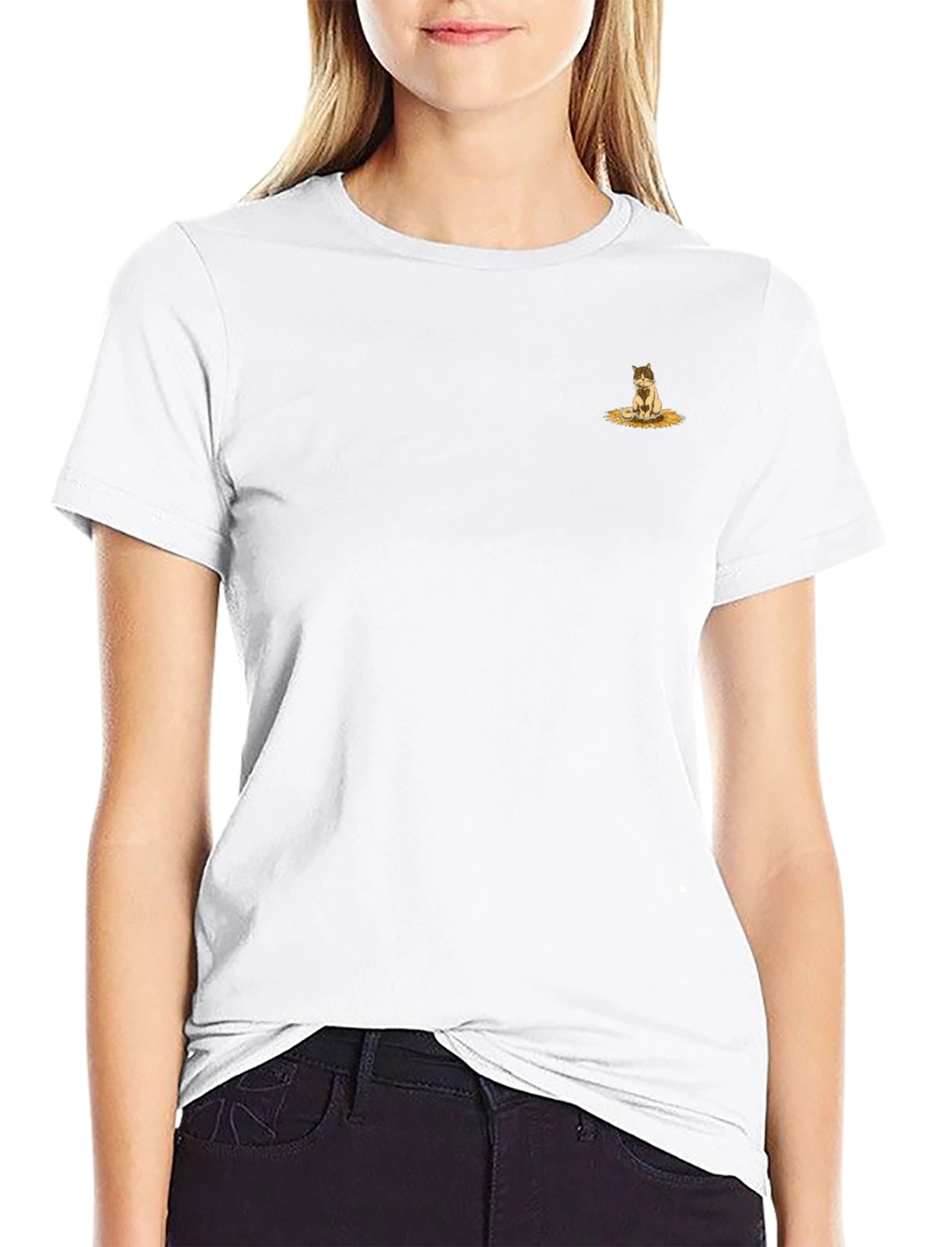 Black Graphic Tee - Cute Kitten Design