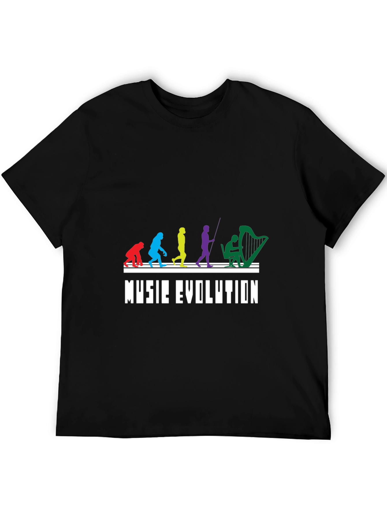 Music Evolution Graphic T-Shirt - Black