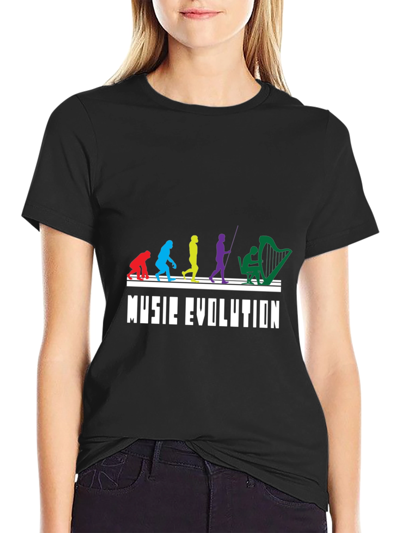 Music Evolution Graphic T-Shirt - Black