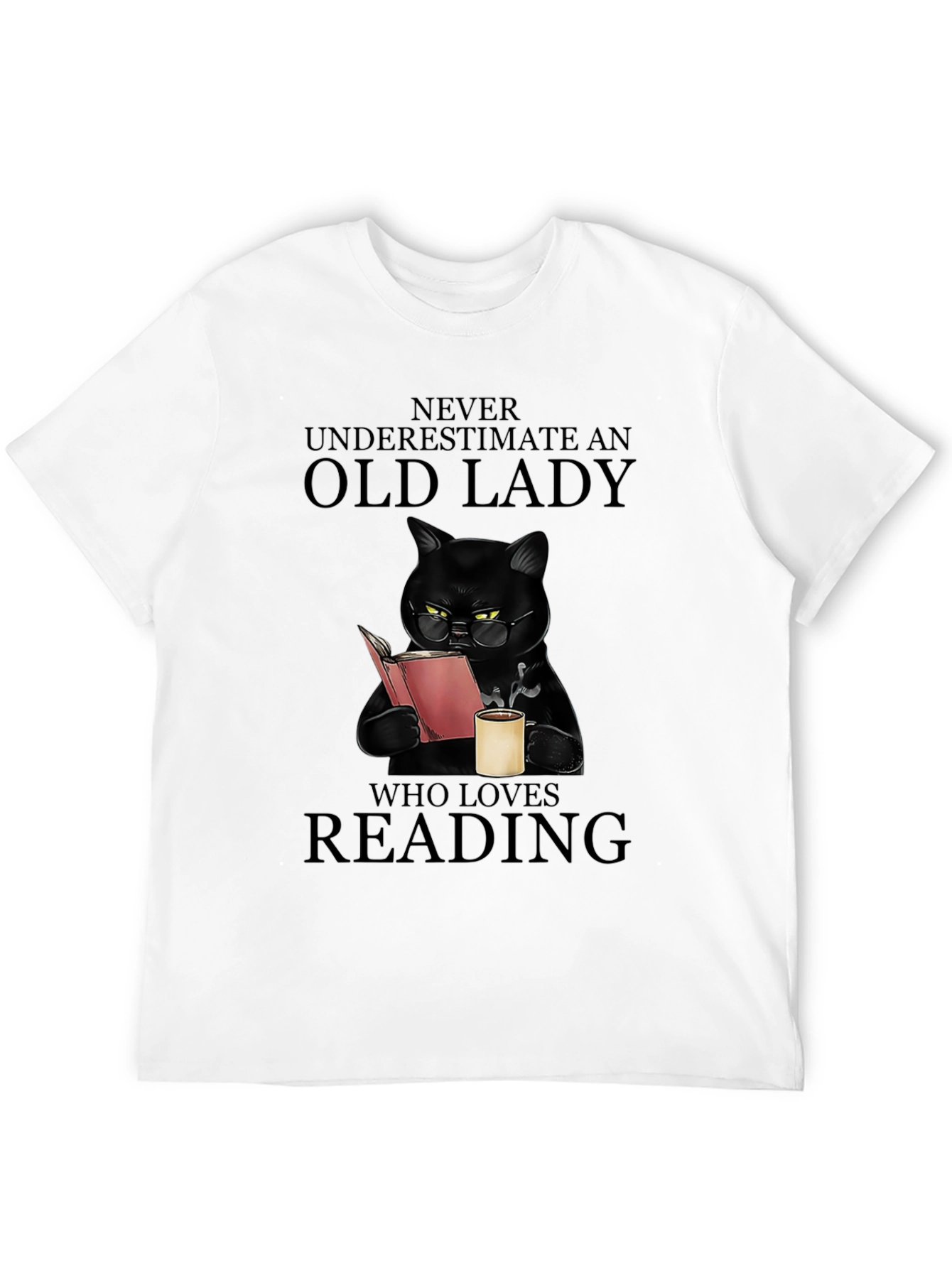 Never Underestimate Old Lady Reading Cat T-Shirt