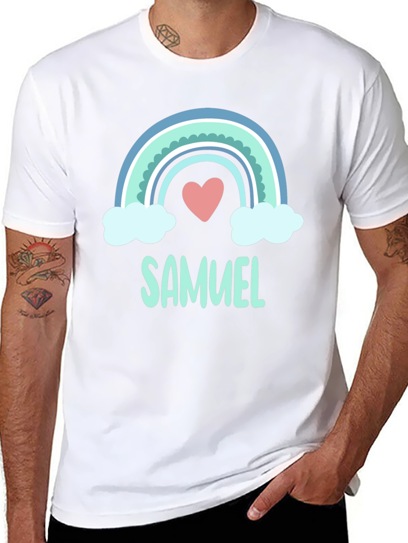 Personalized Samuel Rainbow Heart T-Shirt