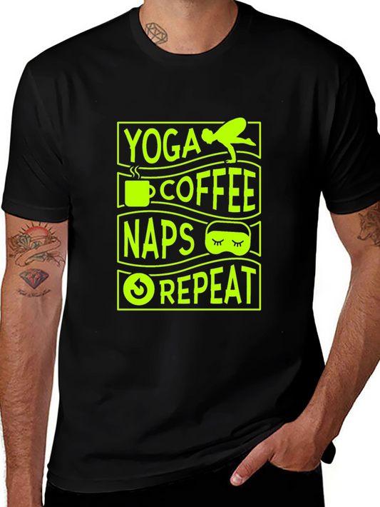 Yoga Coffee Naps Repeat Graphic T-Shirt