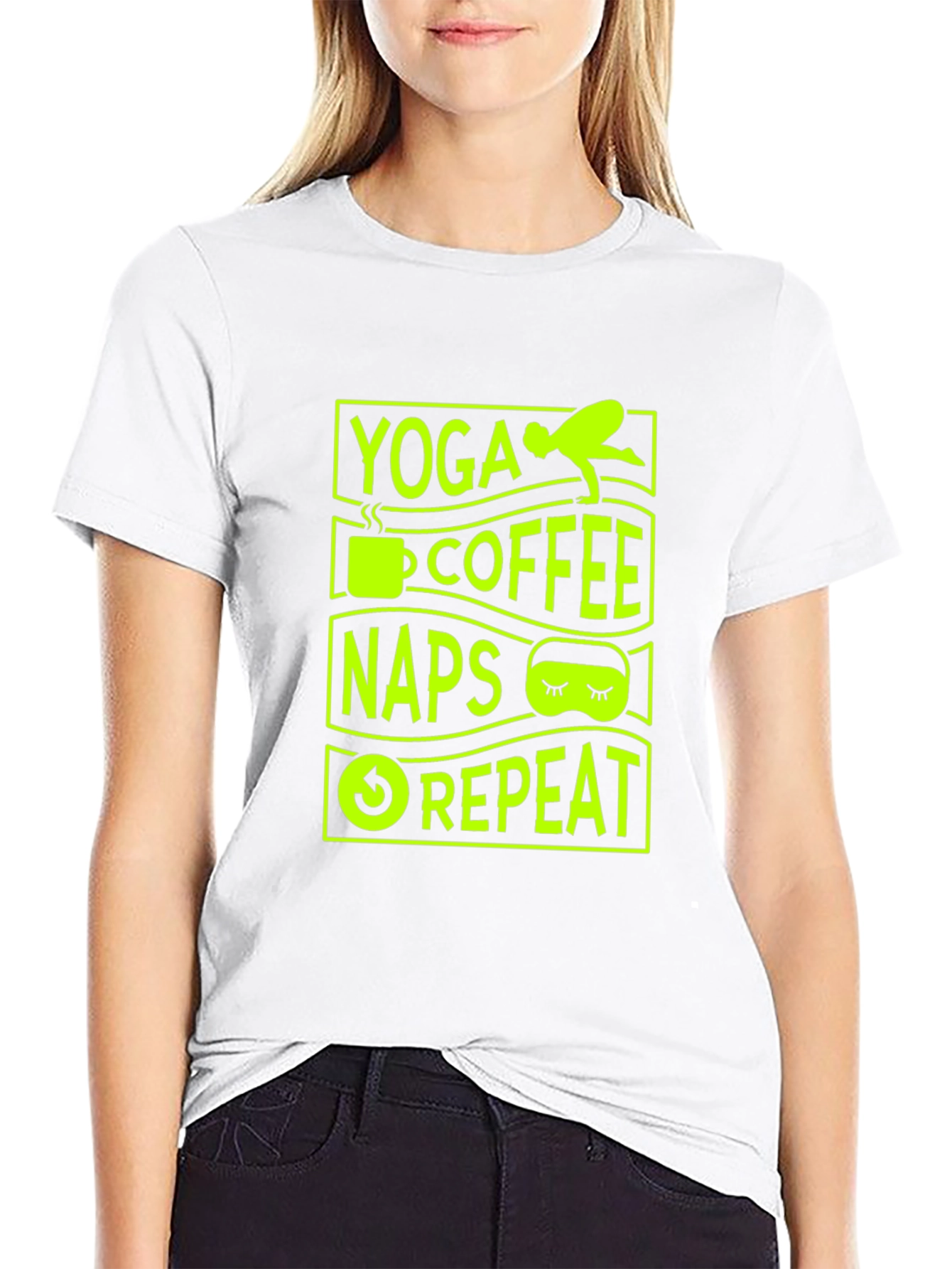 Yoga Coffee Naps Repeat Graphic T-Shirt