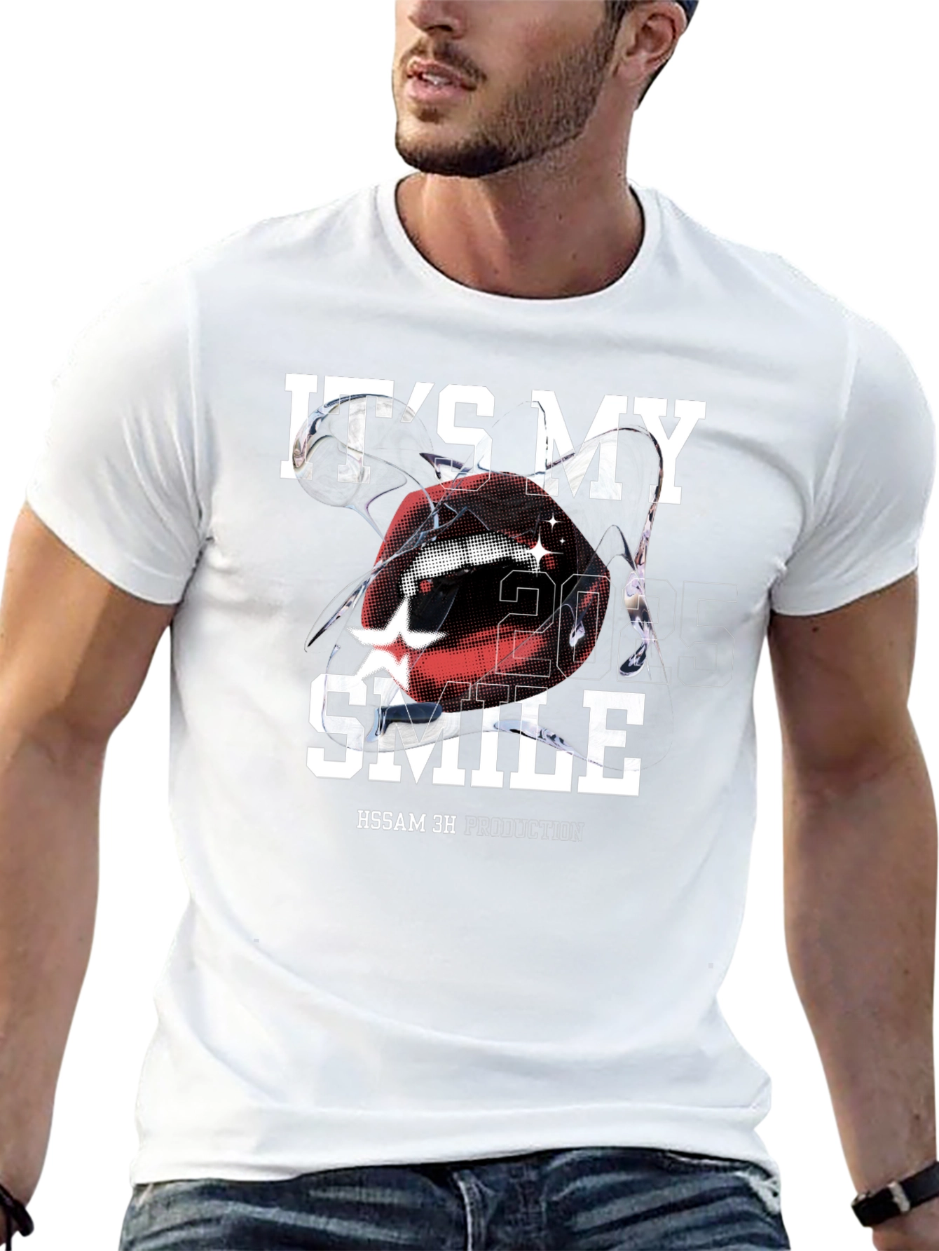 Its My Smile Graphic Print Crew Neck T-Shirt