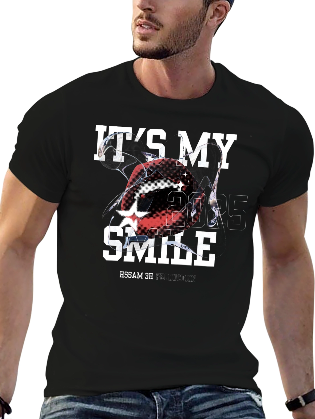 Its My Smile Graphic Print Crew Neck T-Shirt
