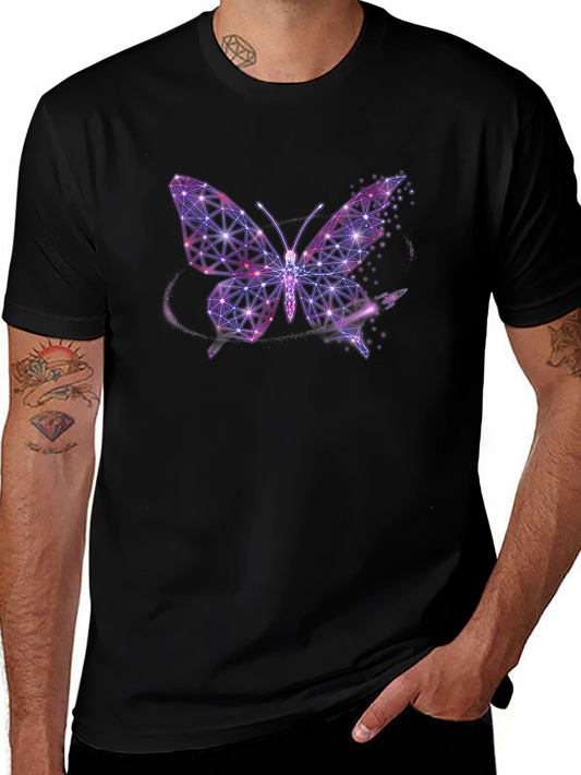 Geometric Butterfly Graphic Tee - Stylish Black T-Shirt
