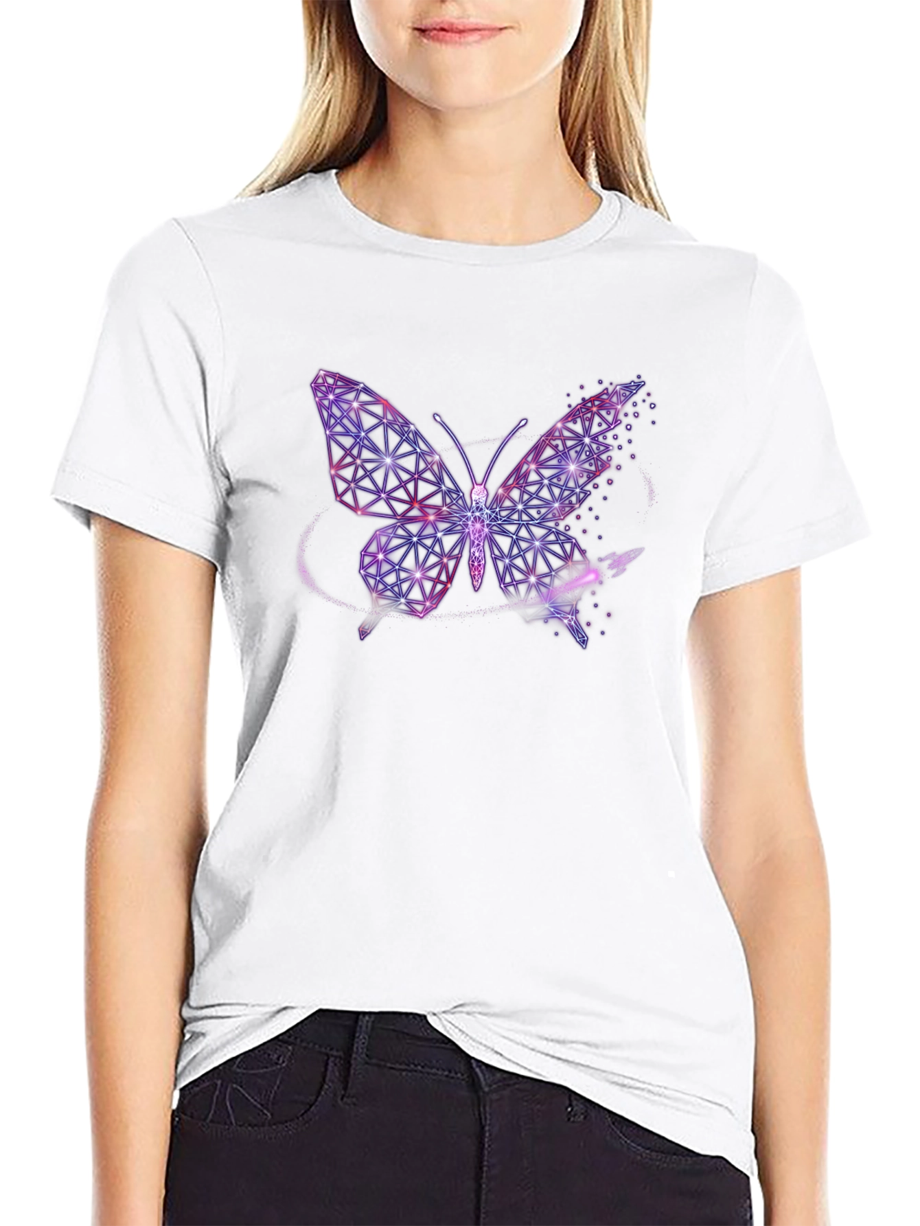 Geometric Butterfly Graphic Tee - Stylish Black T-Shirt