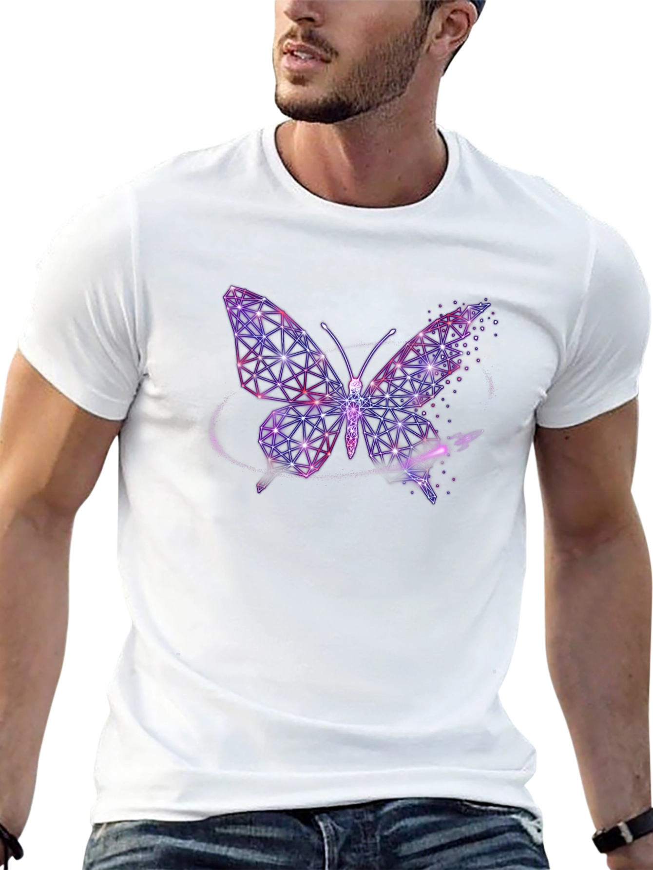 Geometric Butterfly Graphic Tee - Stylish Black T-Shirt