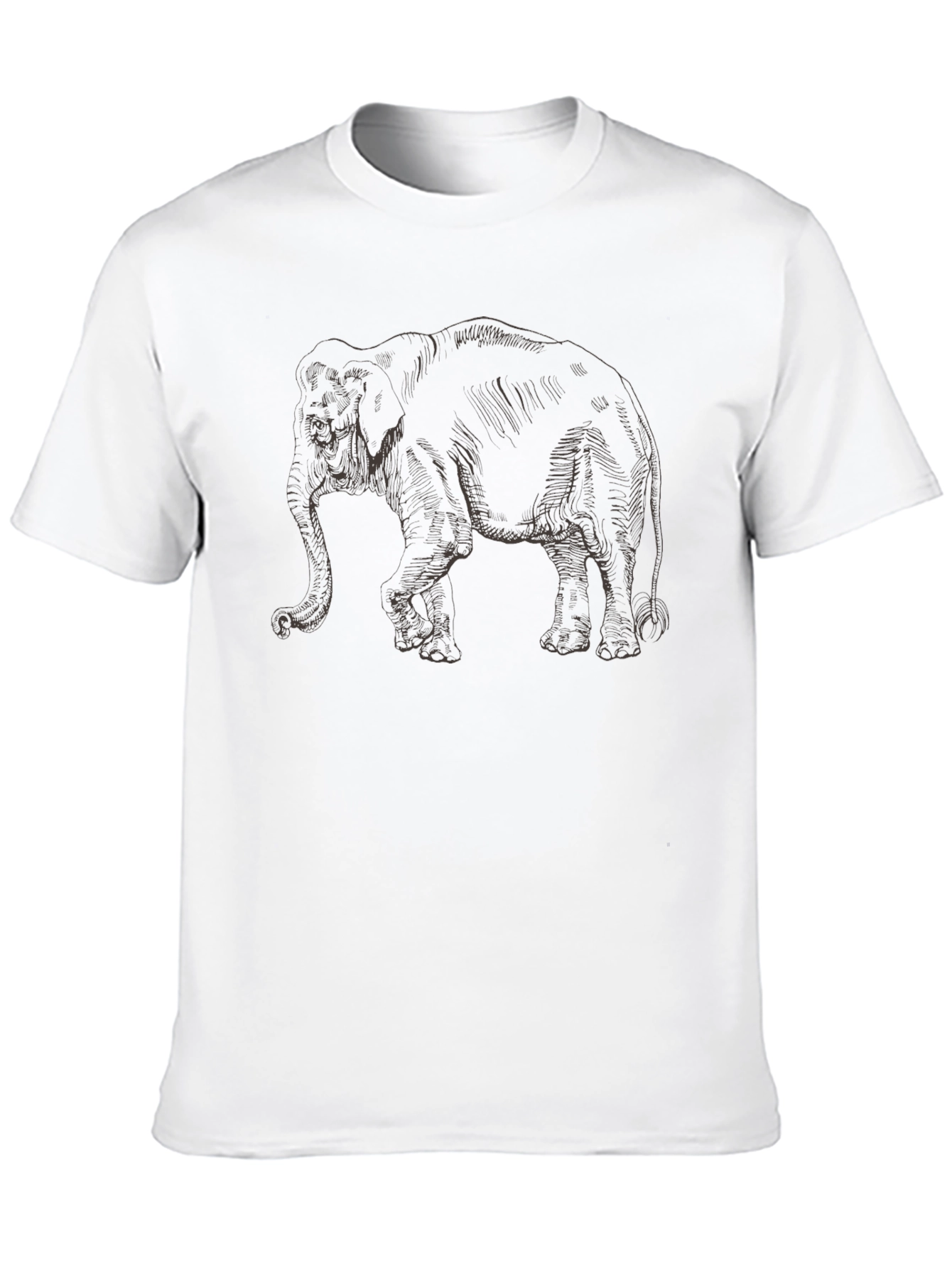 Elephant Sketch Graphic Tee - Cool Animal Shirt