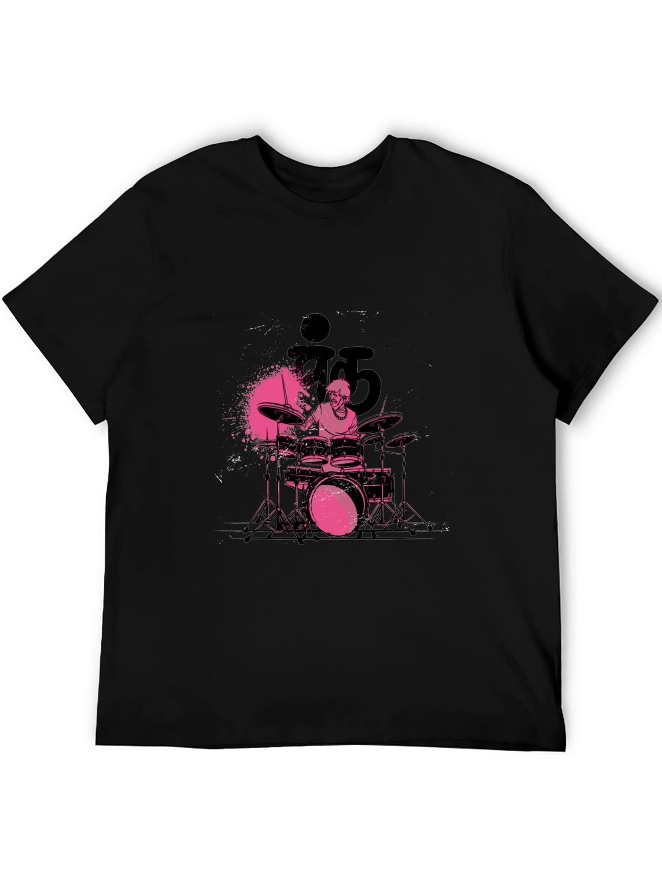 Drummer Graphic Print Crew Neck T-Shirt