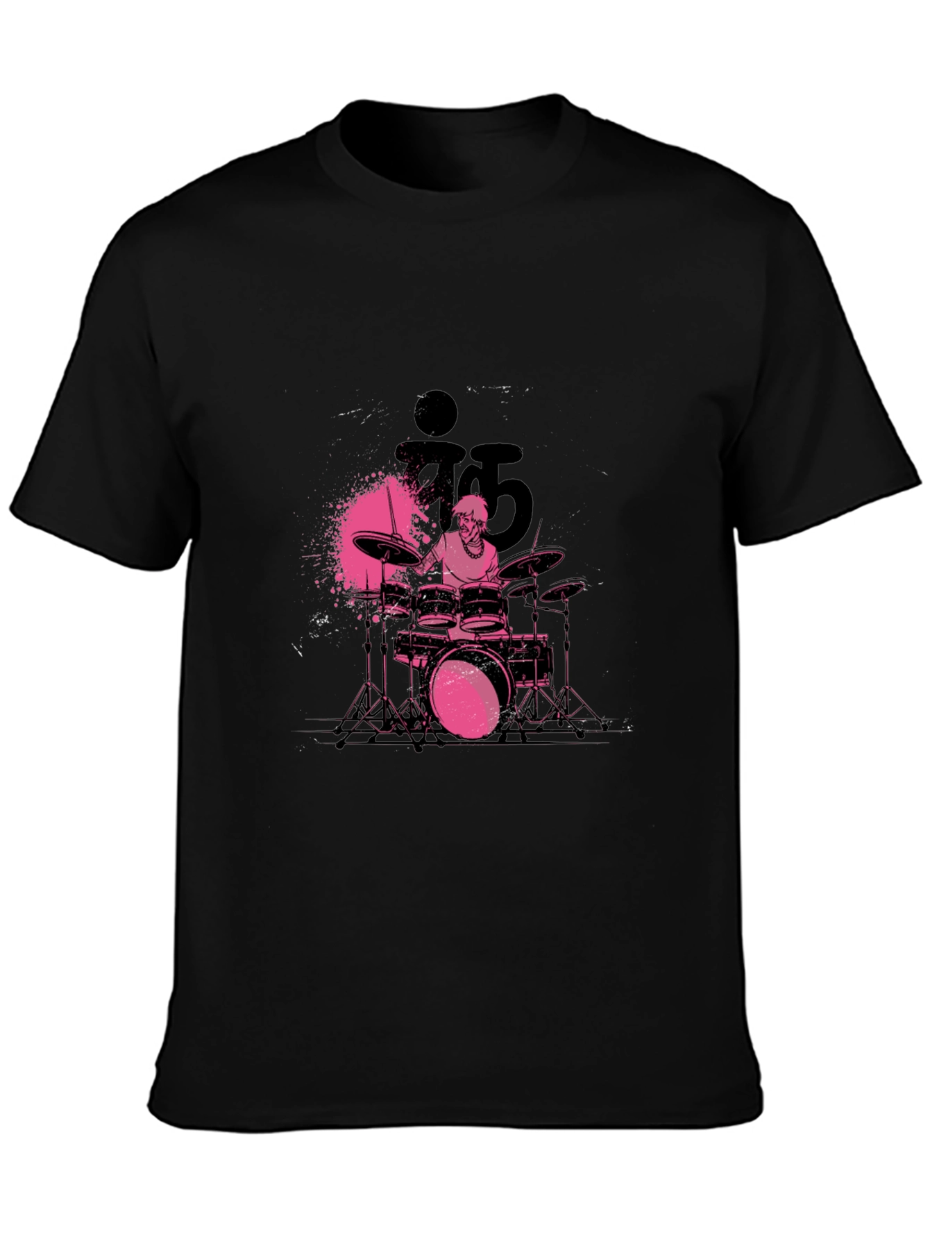Drummer Graphic Print Crew Neck T-Shirt