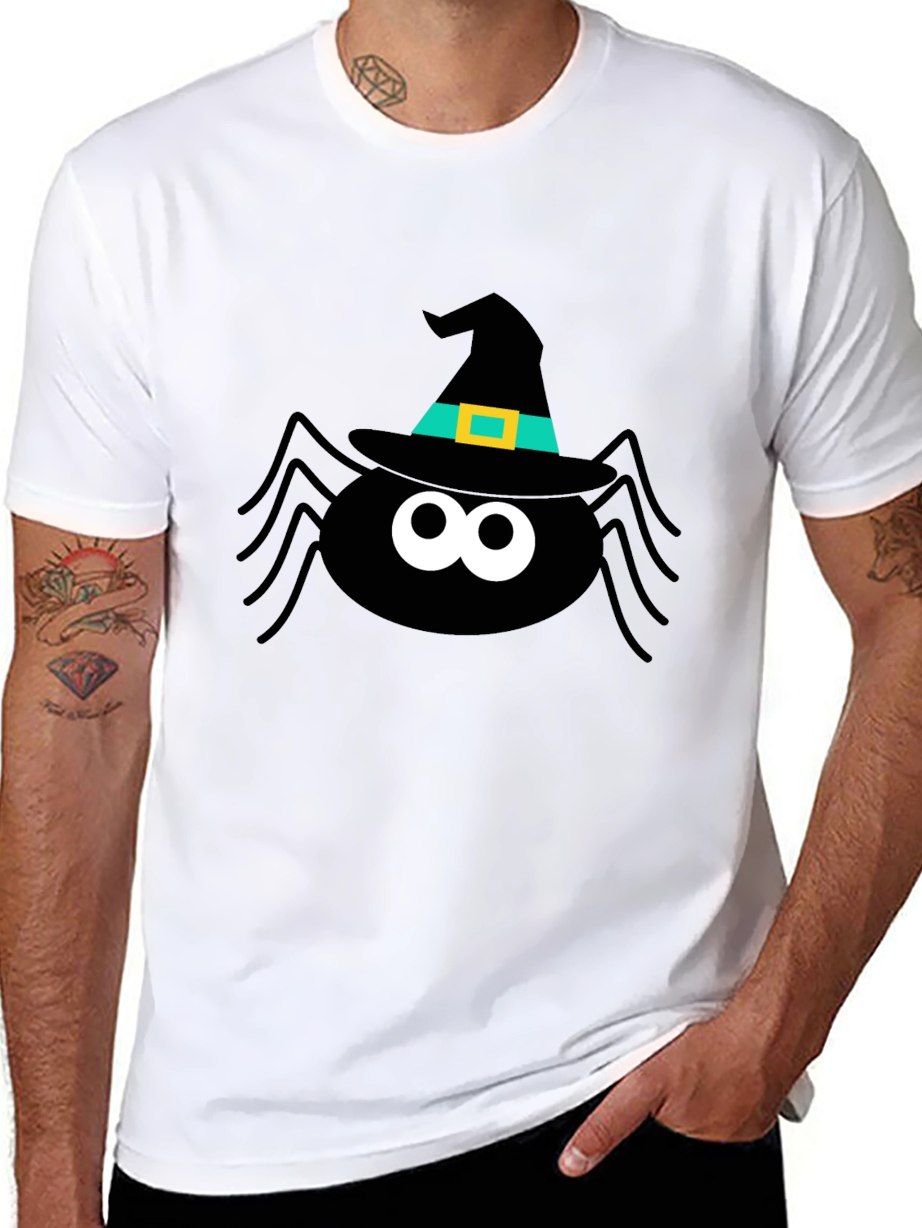 Halloween Spider Witch Hat Graphic Tee