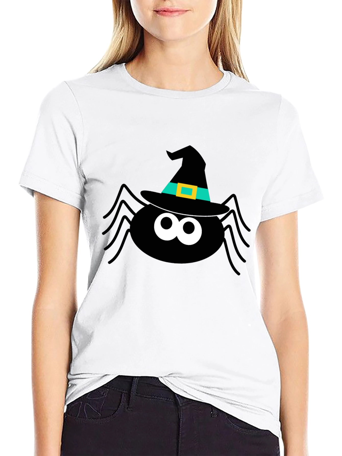 Halloween Spider Witch Hat Graphic Tee
