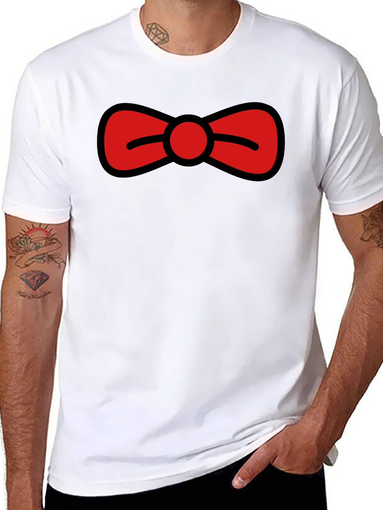 Bow Tie Graphic Tee - Black Casual T-Shirt