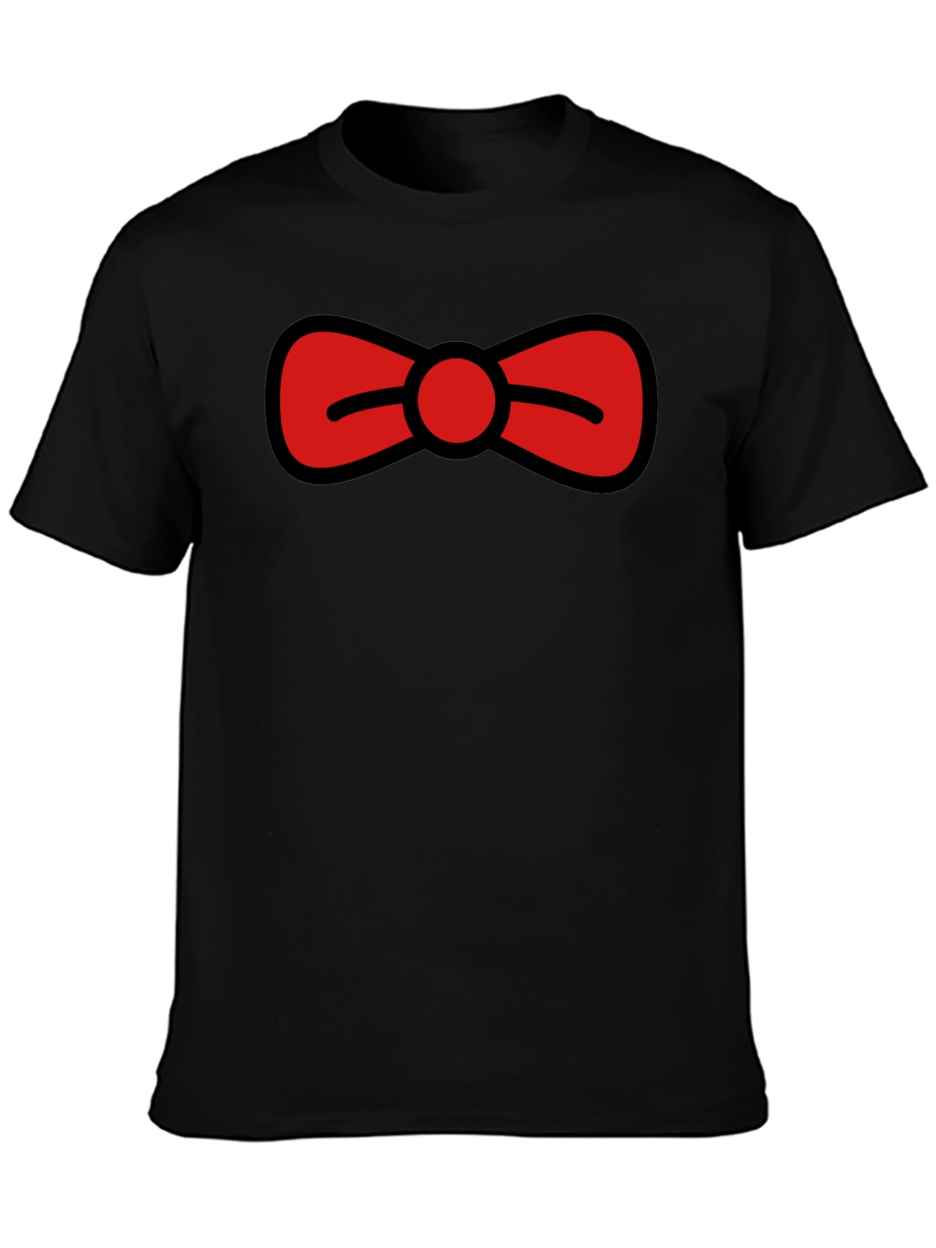 Bow Tie Graphic Tee - Black Casual T-Shirt