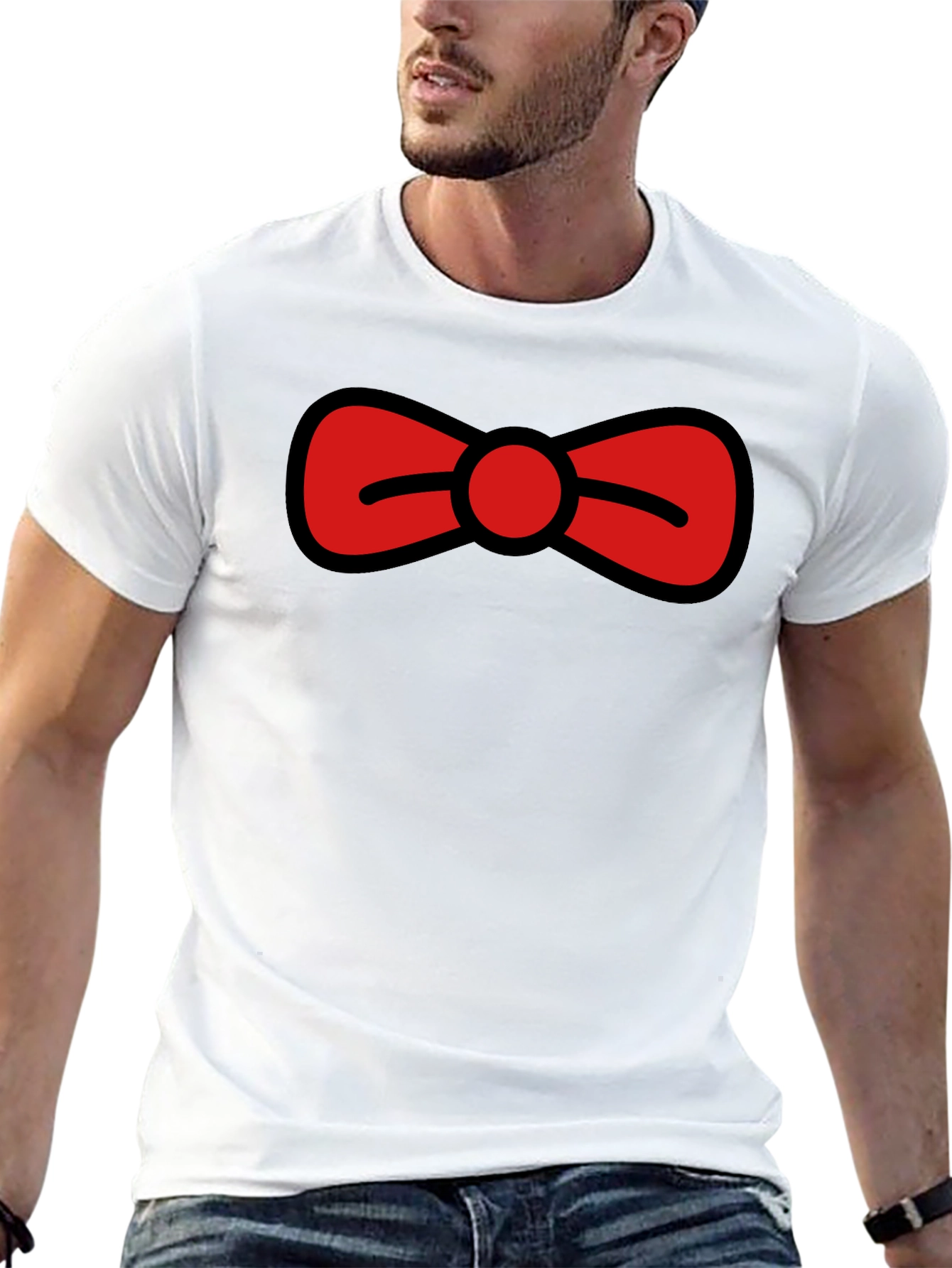 Bow Tie Graphic Tee - Black Casual T-Shirt