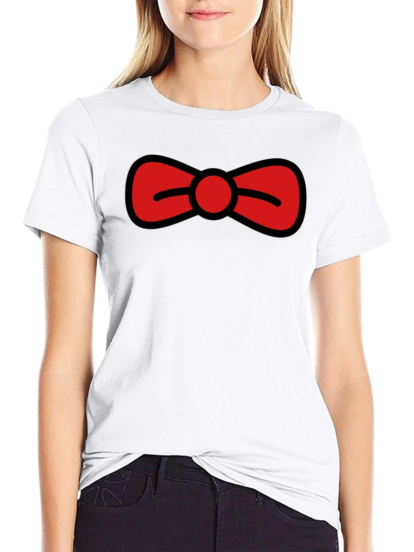 Bow Tie Graphic Tee - Black Casual T-Shirt