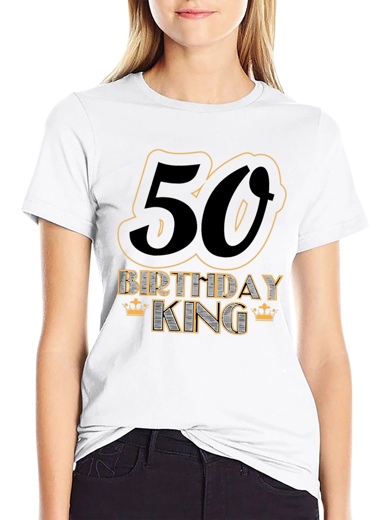 50th Birthday King Black T-Shirt