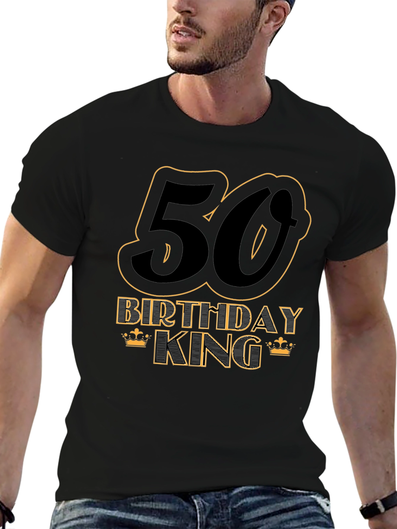 50th Birthday King Black T-Shirt