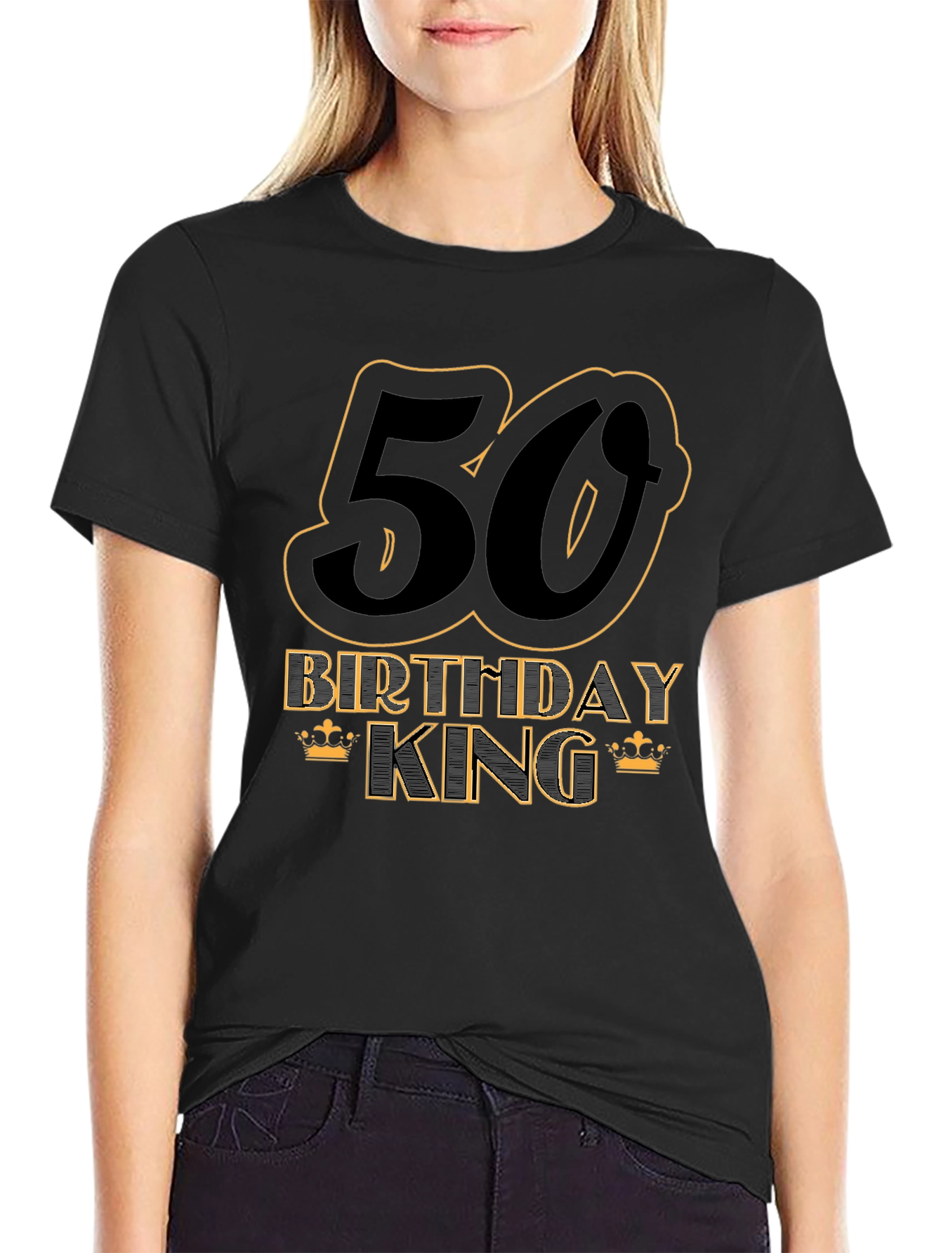50th Birthday King Black T-Shirt