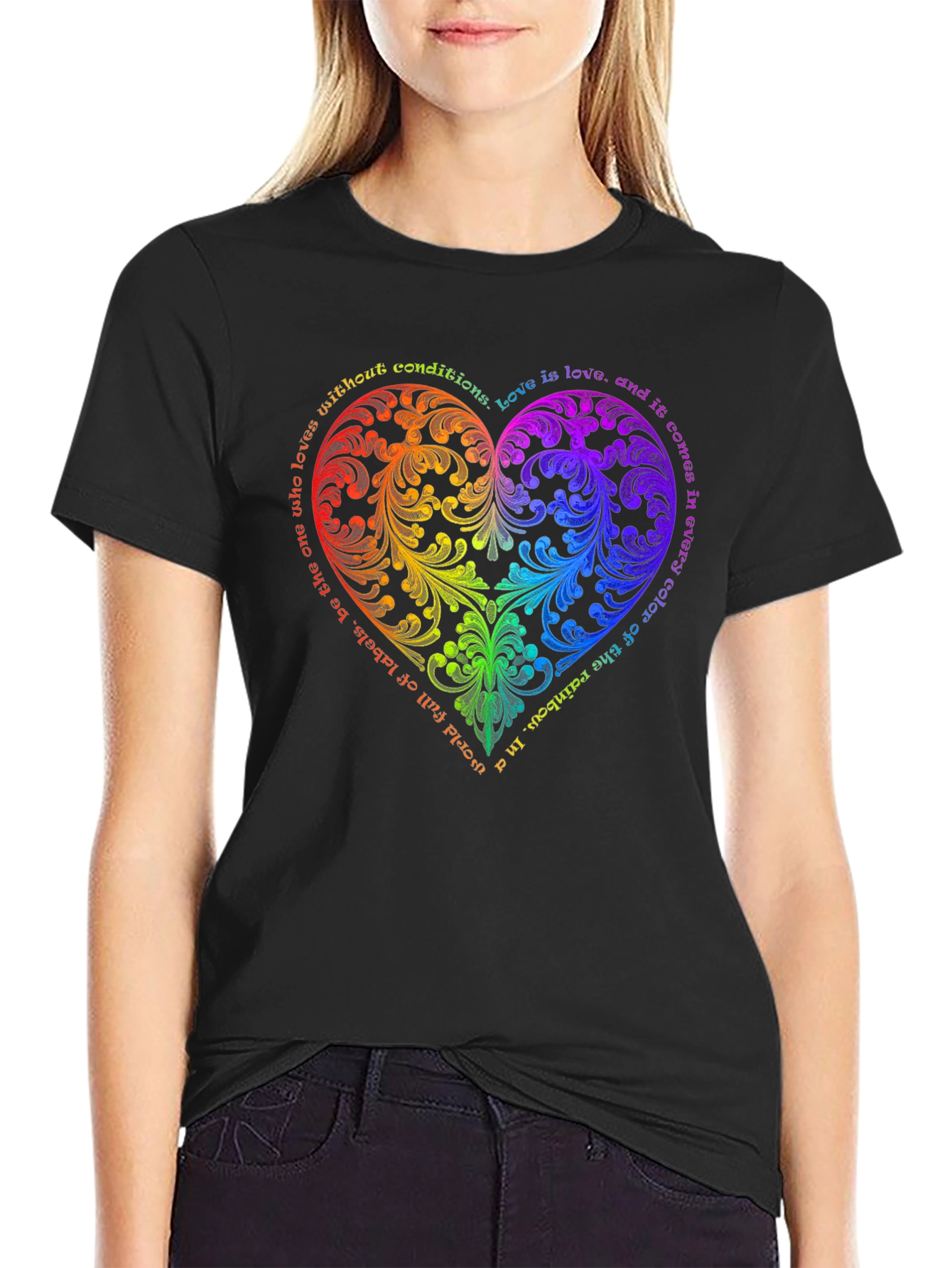 Rainbow Love Heart Graphic T-Shirt