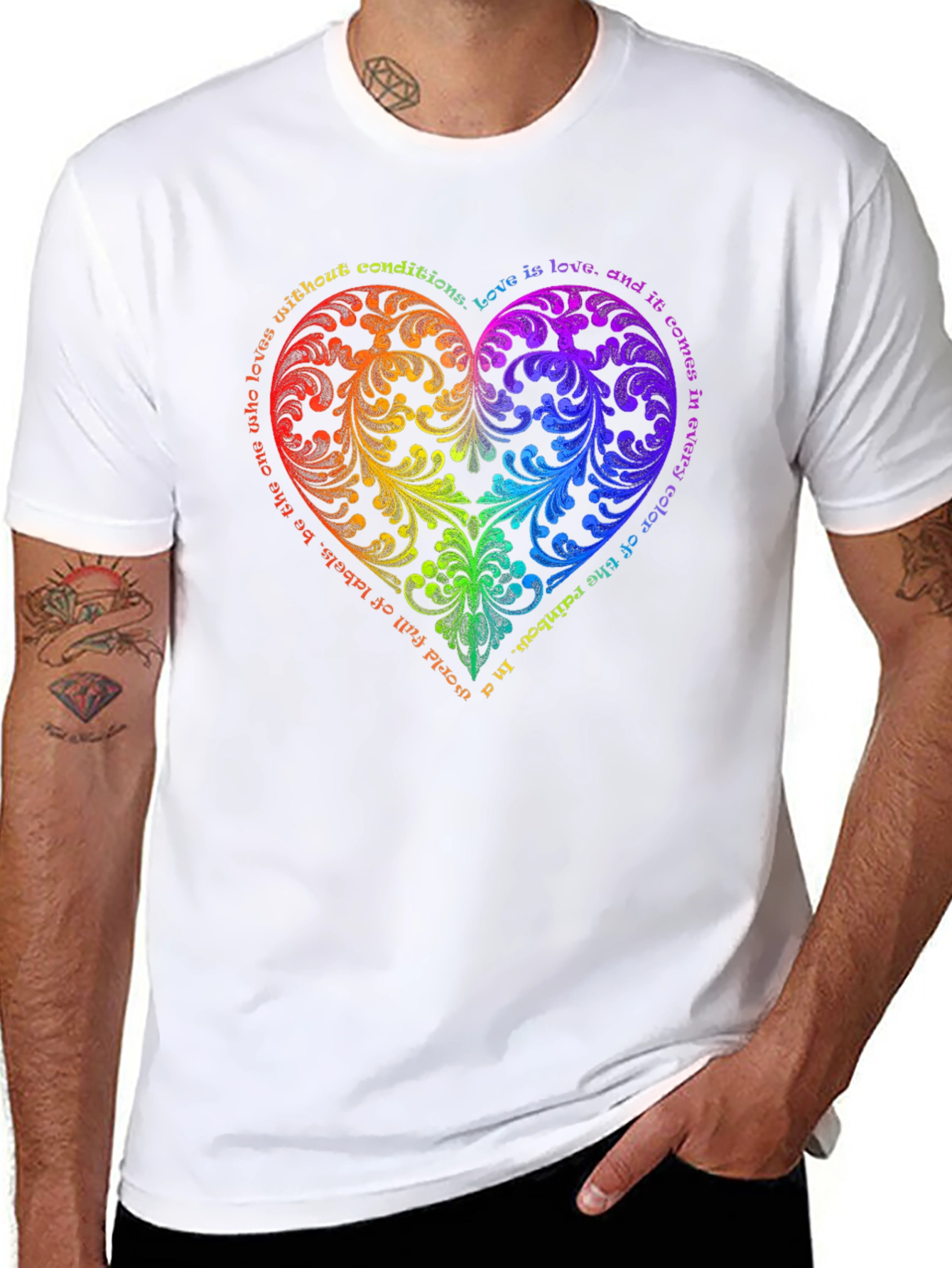 Rainbow Love Heart Graphic T-Shirt