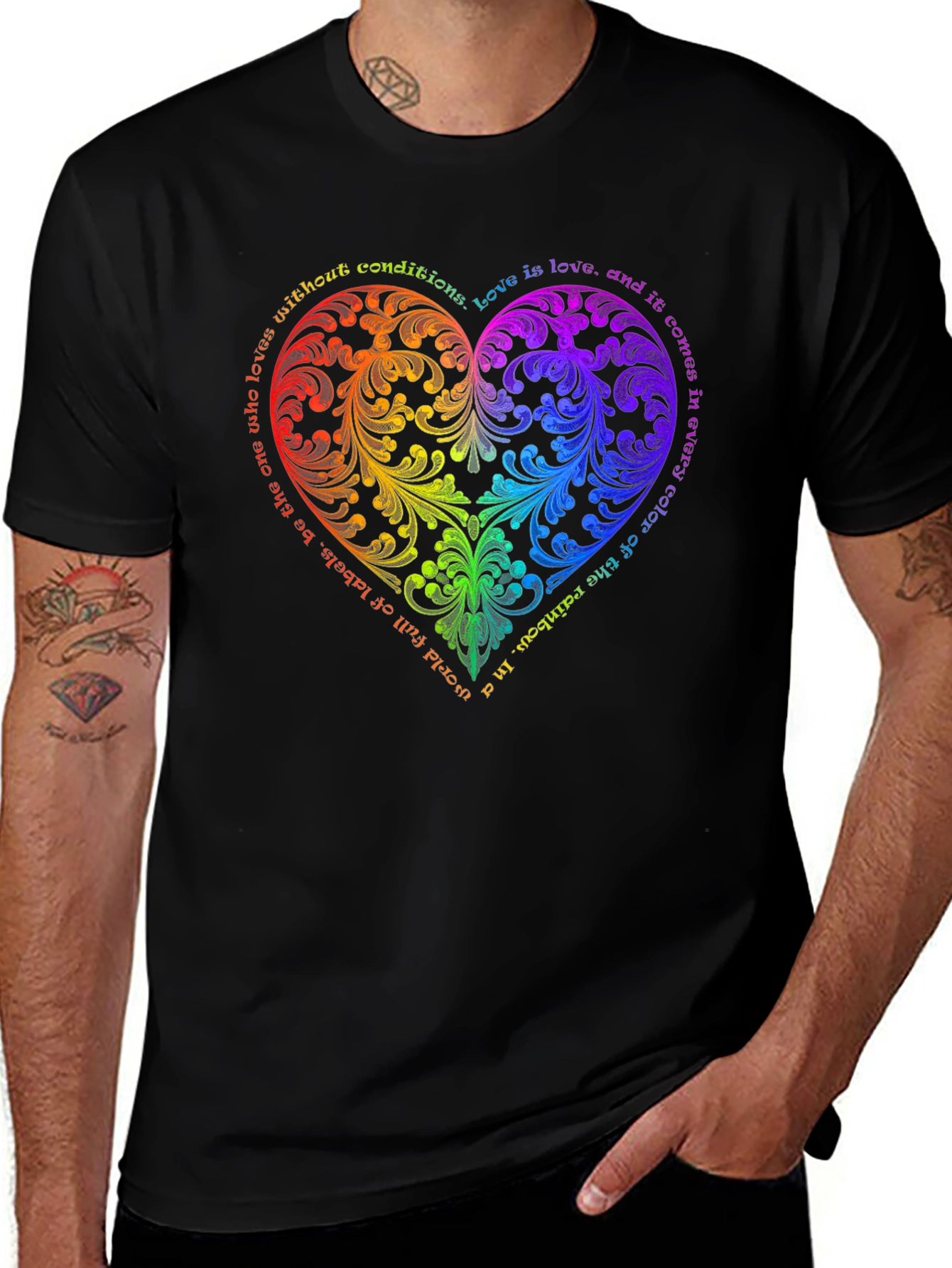 Rainbow Love Heart Graphic T-Shirt