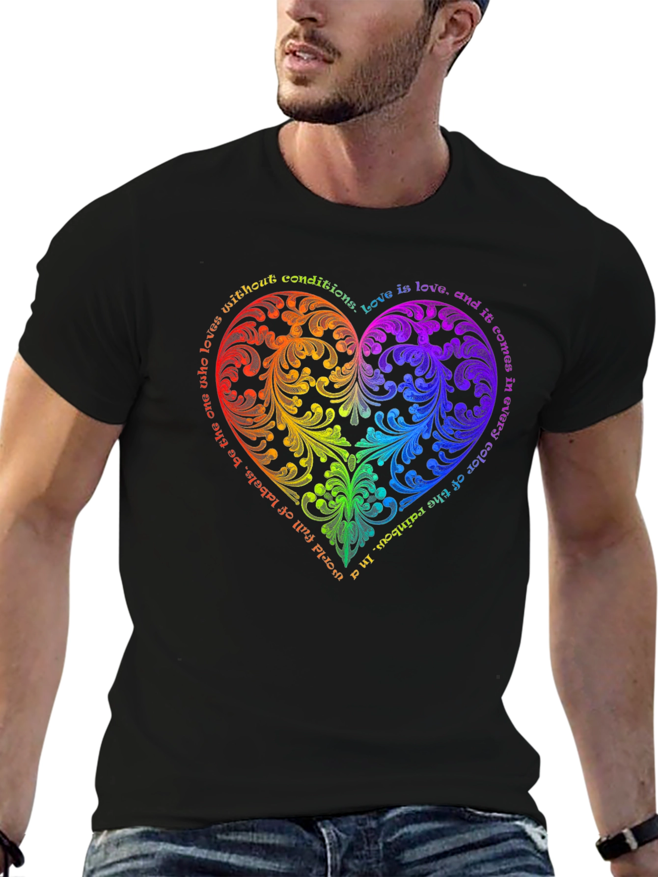 Rainbow Love Heart Graphic T-Shirt