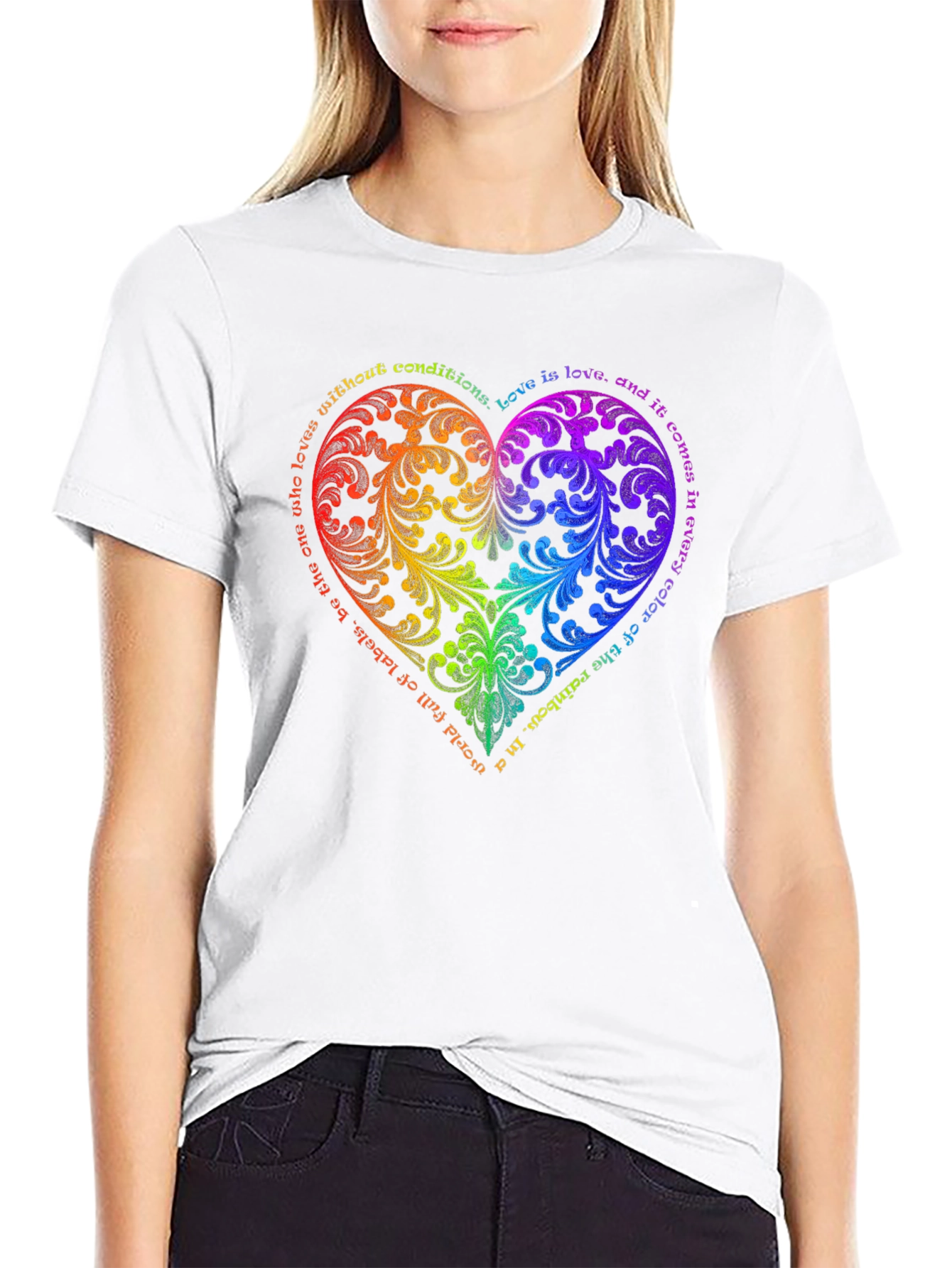 Rainbow Love Heart Graphic T-Shirt