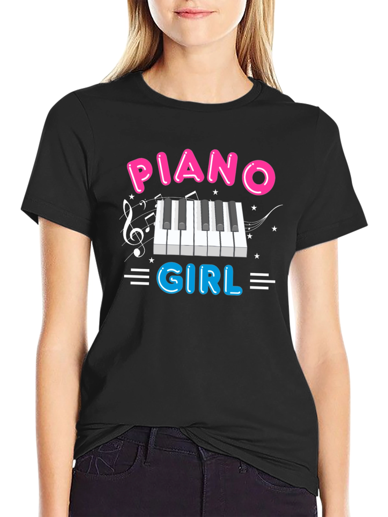 Piano Girl T-Shirt - Music Lover Tee